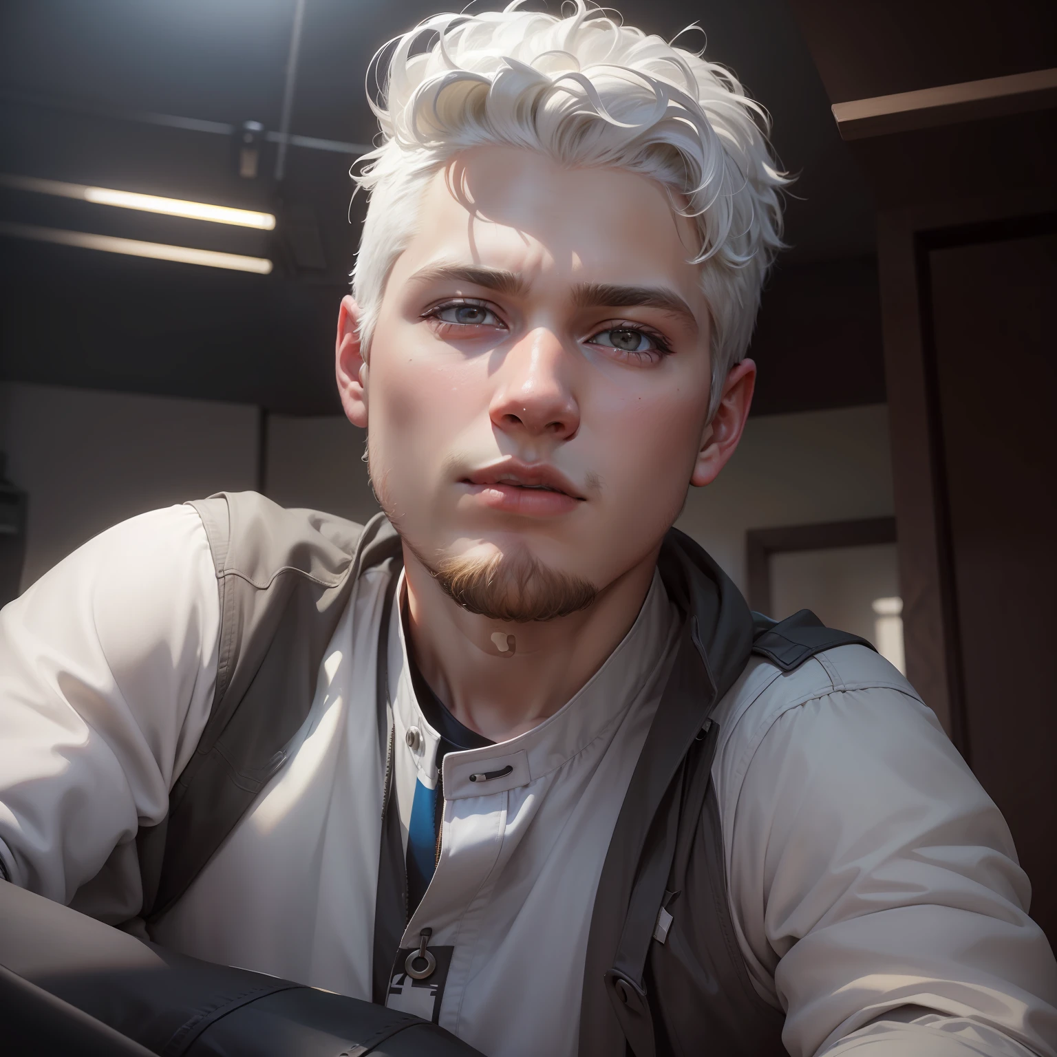 Cinematic light and shadow texture, 8k, super high image quality, super realistic light and shadow effects, a 15m giant ager, white hair, casual clothes, listening to music, wearing headphones, thick paint, master composition, colorful, good texture of clothes, face detail optimization, (((if you look at the teen from his feet, perspective, lower view))), towering body, (1 boy: 1.9), low angle, looking at the audience