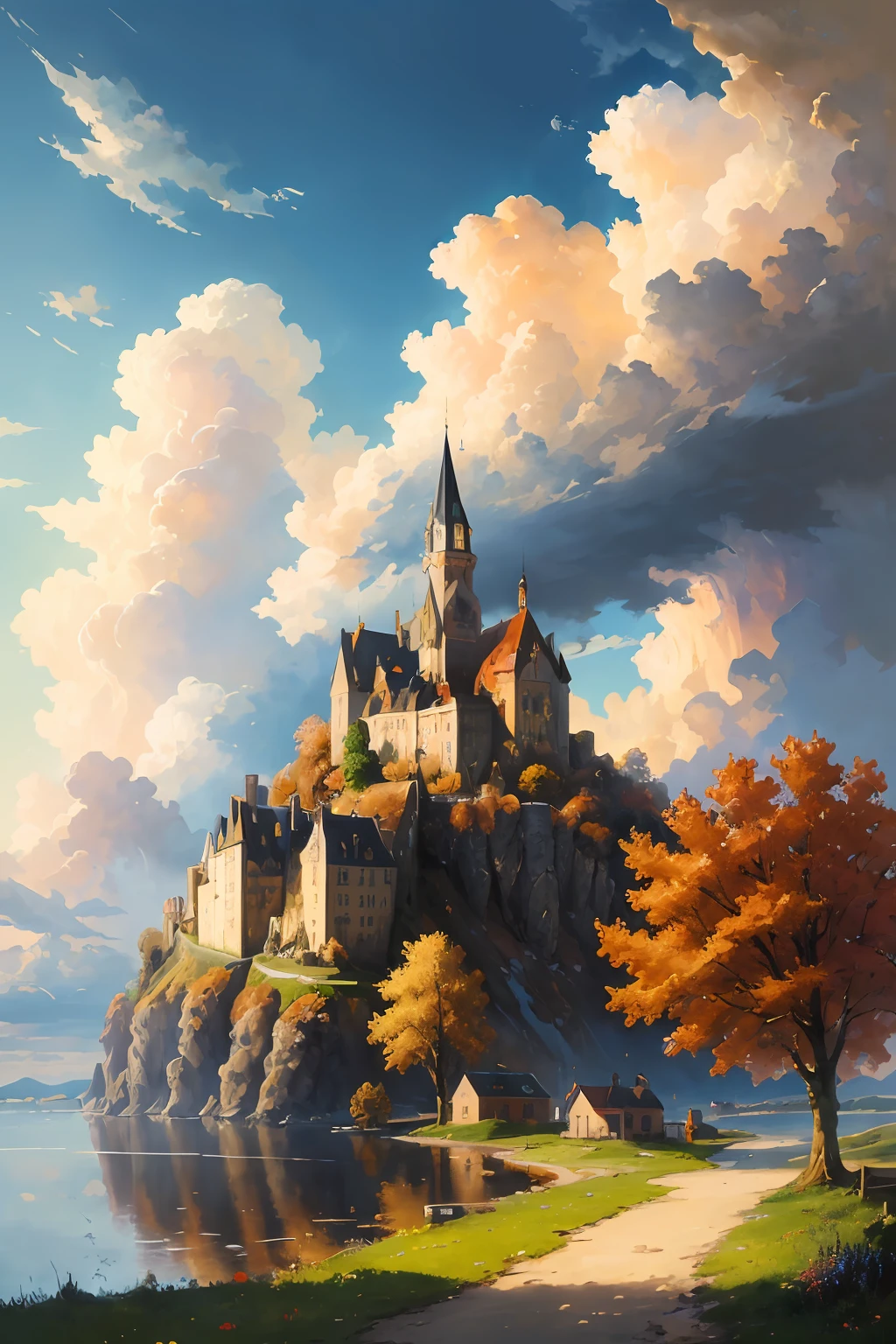 dreamlikeart absurdres highres masterpiece best quality
Alois Arnegger Antoine Blanchard
town castle forest sea sky clouds
