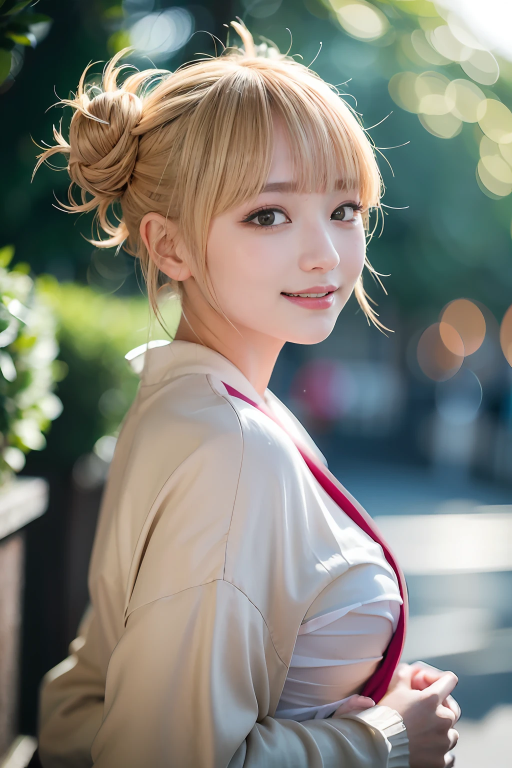 ((a blond、Himiko Toga、Dark eye shadow、Dark eyeliner、Patsun、Twin-tailed、Bun head、tthin eyebrows、Flashy kimono、innocent smiles))、NSFW、masterpiece、top-quality、hightquality、magnifica、Beautiful fece、hight resolution、Very high resolution、Raw photo、Best Illustration、hyper realisitic、1girl in、realisitic、The ultra-detailliert、Photorealsitic、incredibly absurdness、a closeup、Floating hair、Soft light、Cinema Lights、Film grain、full body Esbian、depth of fields、blurry backround、bokeh dof:1.4、eyes focus、85mmレンズ、professionally lit、lensflare、Luminous particles:0.6、Professional Writing、portlate:0.6、Photon mapping、Radio City、physically-based renderingt、a japanese girl、sexual excitement:1.5、Lifelike face、Realistic body、real looking skin、huge-breasted:1.3、well-styled、camel's toe、light skinned:1.1、cute little:1.5