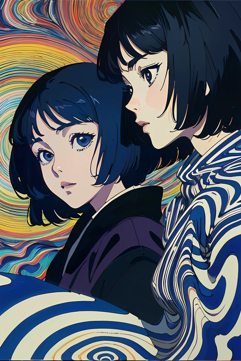 (masterpiece of the highest quality:1. 4), perfect blue depicted with artistic brilliance (by junji ito and dave mckean and bridget riley), cel animation, vivid colors, 16K, UHD, HDR, (Masterpiece, best quality:1. 5)
