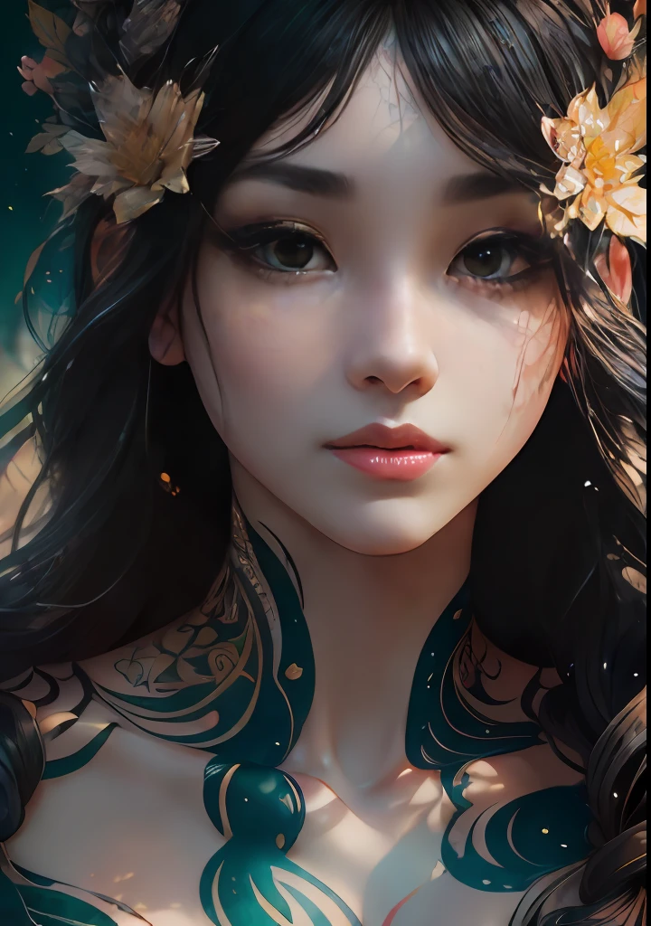 Create a beautiful tree, tree woman With the torso with a feminine silhouette. with the female silhouette, a perfect body. With green leaves.digital drawing, perfect face, Glossy skin, 8k concept art portrait, dynamic lighting, superdetail, detailed image, complex background, alcohol ink drawing.,beautiful woman, A woman with black hair wearing a colorful outfit and a black background with paint splatters, by Hirohiko Araki, Official Art, Unity 8K Wallpaper, Ultra detailed, beautiful and aesthetic, Masterpiece, Best Quality, (Zenredar, mandala, tangle, tangle), 1girl, extremely detailed, Dynamic Angle, cowboy, The Most Beautiful Form of Chaos, elegant, A brutalist designed, bright colors, romanticism, By James Jean, Gerhard Richter, Takato Yamamoto, Ashley Wood, atmospheric, ecstasy of musical notes, streaming musical notes visible,Wtrcolor style, blown by the wind, Masterpiece, Beautiful, ((watercolor)), Paint Splatters, Intricate Details. High Detail, [drip:0.7], Trending on Artstation, Rachel Walker,Style-Painting-1900, A gorgeous nude stunning woman completely covered in paint floating in a pool, beautiful lighting, big detailed beautiful eyes, Nirvana, relaxed, body full, paint drops, Paint Swirls, Paint Splatters, (Beautiful Spiral Paint Swirls), by Jeremy Mann, By Sandra Chevrier, vivid contrasting colors, chromatic abberation, black background, behance HD, Masterpiece, Best Quality , (realistic:1.2), (high contrast:1.2),Gold decoration, goddess of the forest, beautiful caucasian girl in close-up, beautiful goddess fused with the forest and trees, black hair fused with platinum and gold, naked girl, beautiful visible pubic area, pink pesones, small breasts in sight, pond of water in the garden,mandala and flower tattoos on naked body,