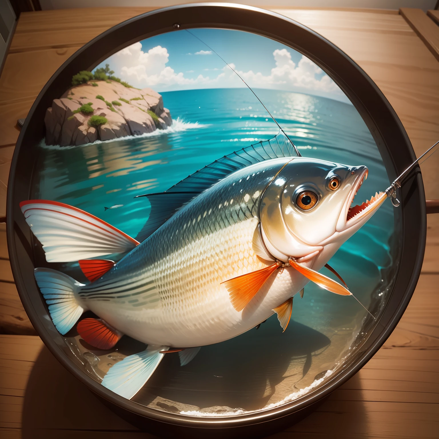 Um pescador com vara de pesca de fly,imagem realista, illustration.