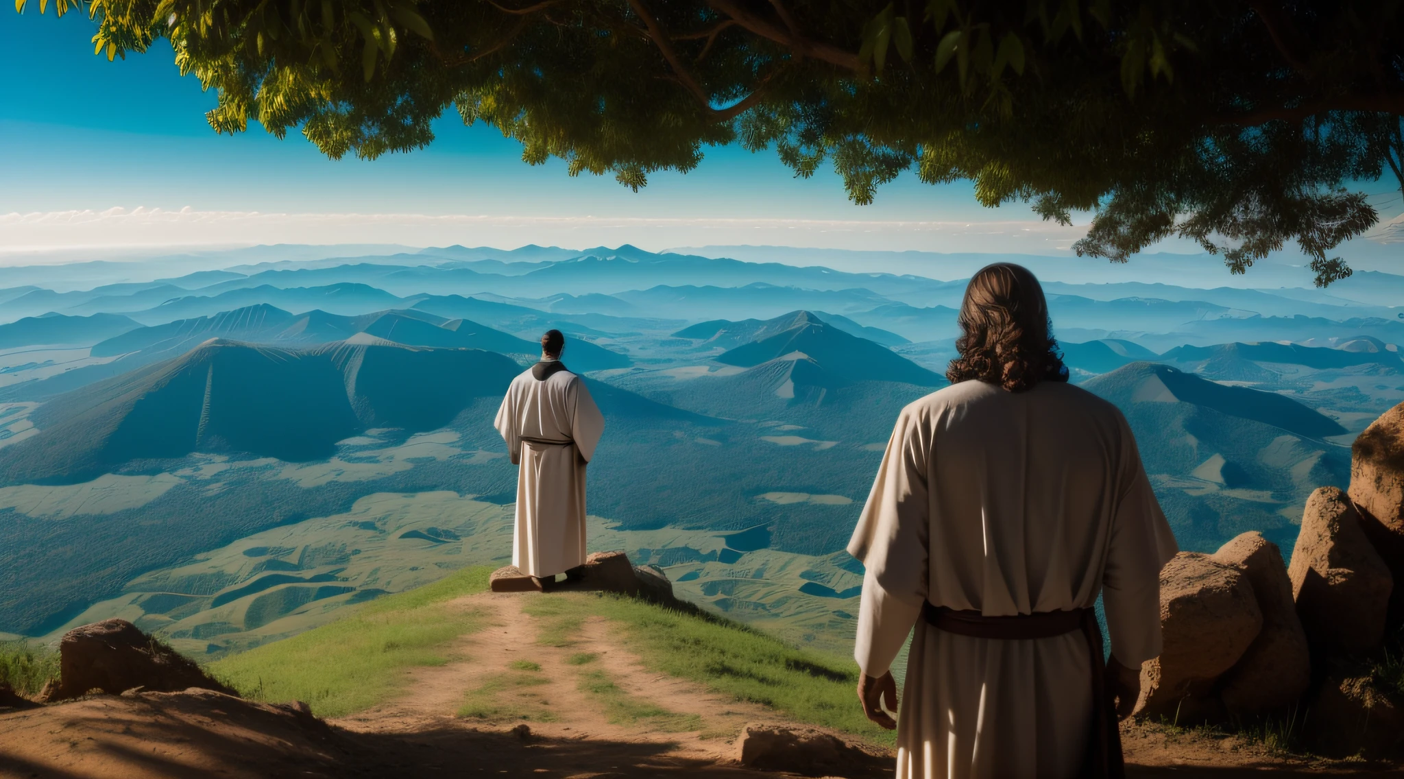 JESUS IN HEAVEN, olhando os humanos na ''Terra'', detalhado, 4k, realista