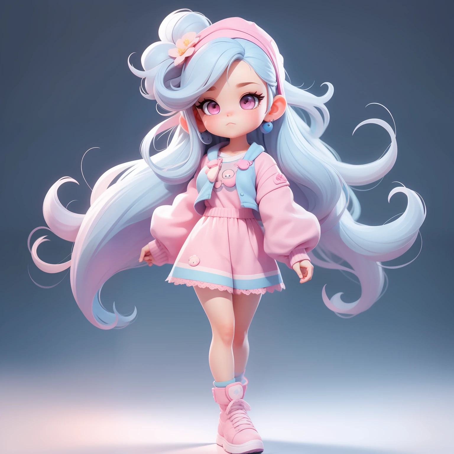 a super cute girl, full body, dreamy cute hair accessoriesPopmart Blind Box, IP design, clean and bright background3D rendering, OC rendering, 8k, soft focus, fine Glossysuper detail --ar 3:6 50 --q 2 --niji 5 --style expressive --s 2