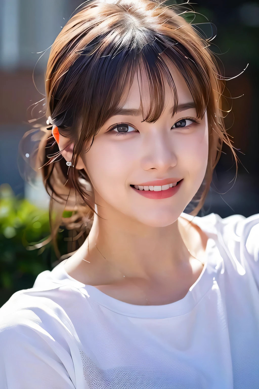 dressed, (photo realistic:1.4), (hyper realistic:1.4), (realistic:1.3),
(smoother lighting:1.05), (increase cinematic lighting quality:0.9), 32K,
1girl,20yo girl, realistic lighting, backlighting, light on face, ray trace, (brightening light:1.2), (Increase quality:1.4),
(best quality real texture skin:1.4), finely detailed eyes, finely detailed face,
(tired and sleepy and joy), (laugh), face closeup, t-shirts,
(Increase body line mood:1.1), (Increase skin texture beauty:1.1)