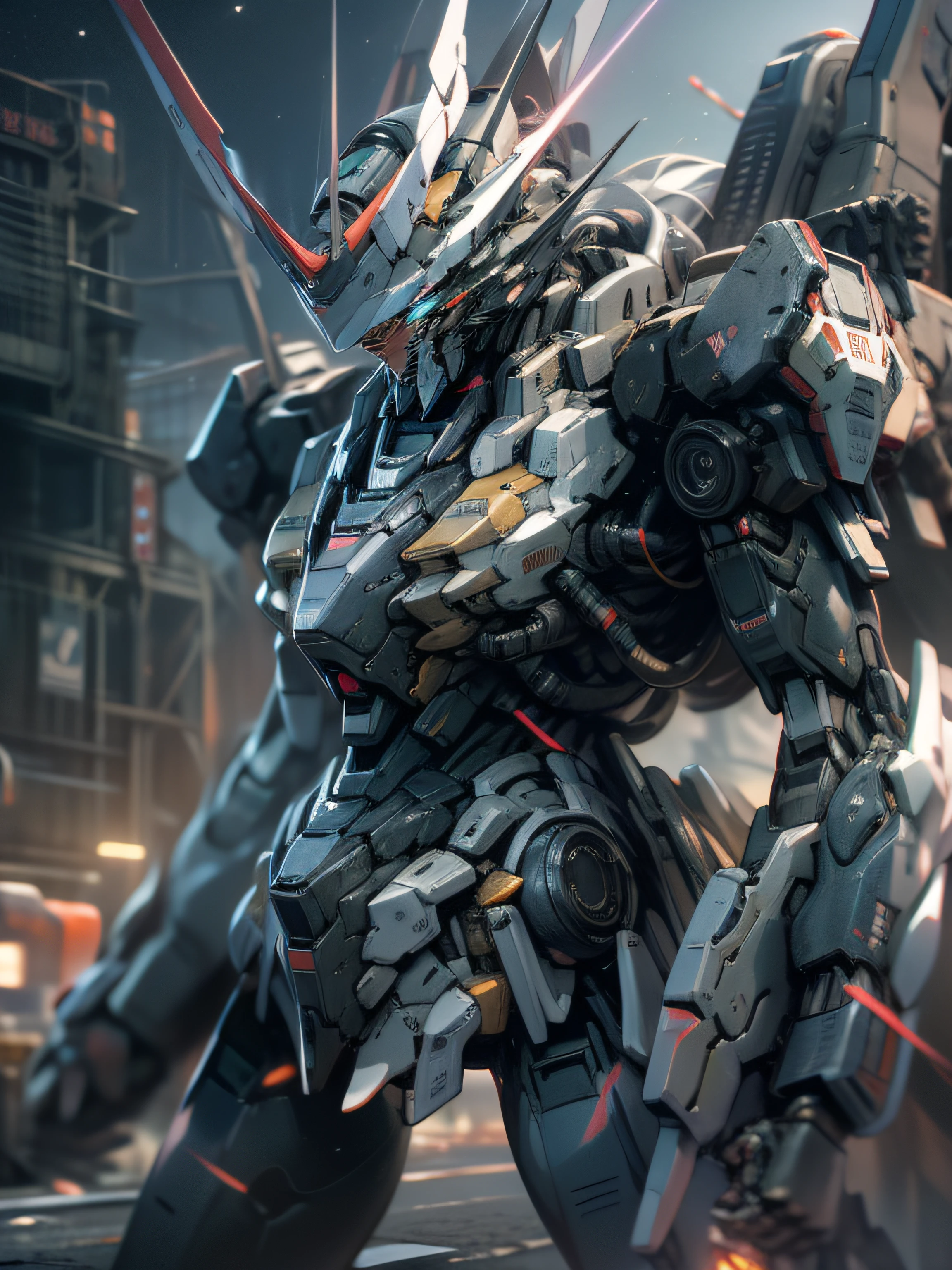 Highest image quality,Outstanding details,超高分辨率,(Fidelity:1.4),Unicorn Gundam 02 Banshee, Combat action to repay the banshee, The background is the outer space steel bullet robot war,cyber punk perssonage,Futuristic,mechanically aesthetic,Virtual Engine 5,Perfect detail rendering,rendering by octane,hyper HD