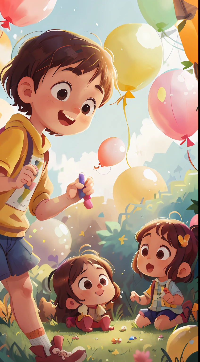 One for girls, zoo, many balloons, happy, happy, perfect quality, clear focus (clutter - home: 0.8), (masterpiece: 1.2) (realistic: 1.2) (bokeh) (best quality) (detailed skin: 1.3) (intricate details) (8K) (detail eyes) (sharp focus), (happy) whole body, two children, clean background, long view composition, 85MM SHOT