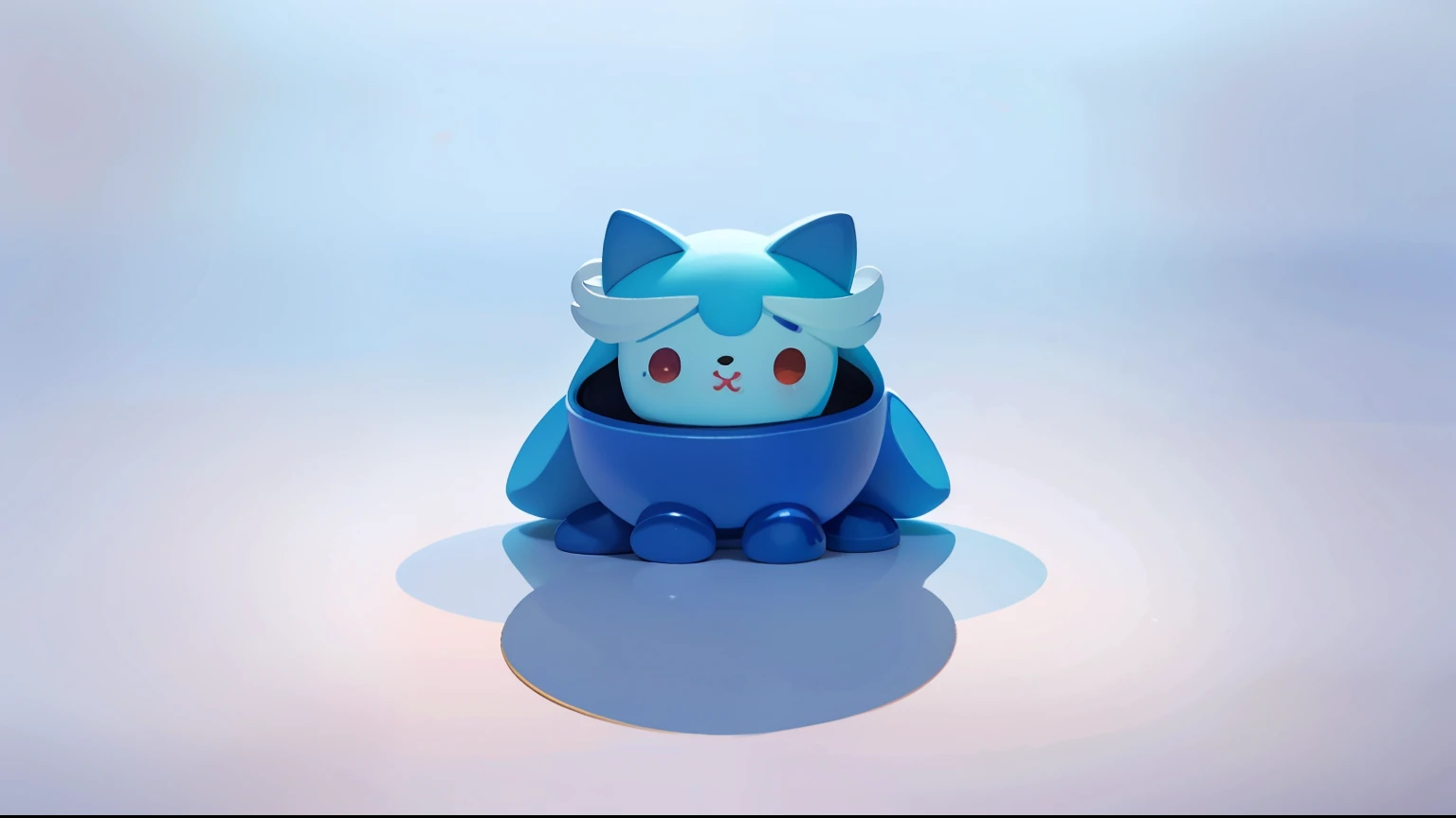 Cute cat 3D for blind box animals、Image of a, Blue is the main color,Orange is the secondary color,metallic luster,fashionable and trendy,Round body,mechanical sense,Technology electronic screen,Flexible facial features,delicated,holograph,full bodyesbian,three view cartoon image,Main view,the sideview,Back view Three views,maintainingconsistency and unity,The background is clean,Natural soft light,8K,best qualtiy,super detailing,3D,C4D,blender,oc rendered,k hd,super detailing