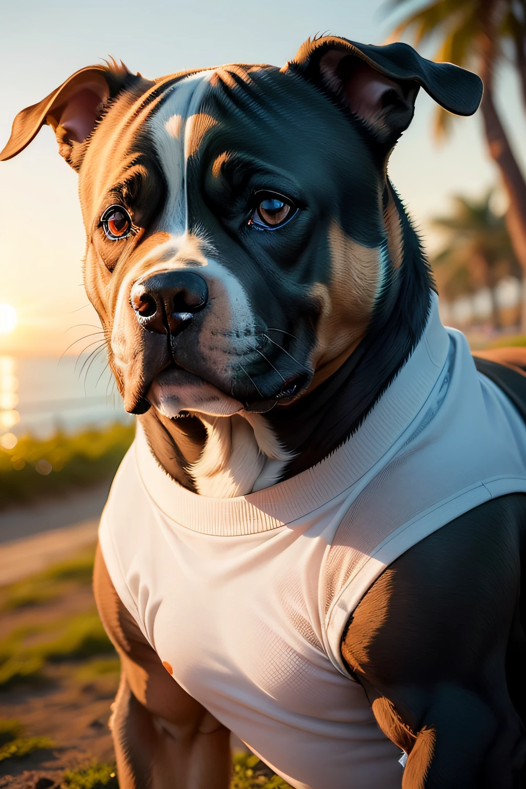 Crie para mim uma imagem de um cachorro Pitbull bem bonito de preferencia com o fundo transparente para mim fazer uma estampa de uma camiseta