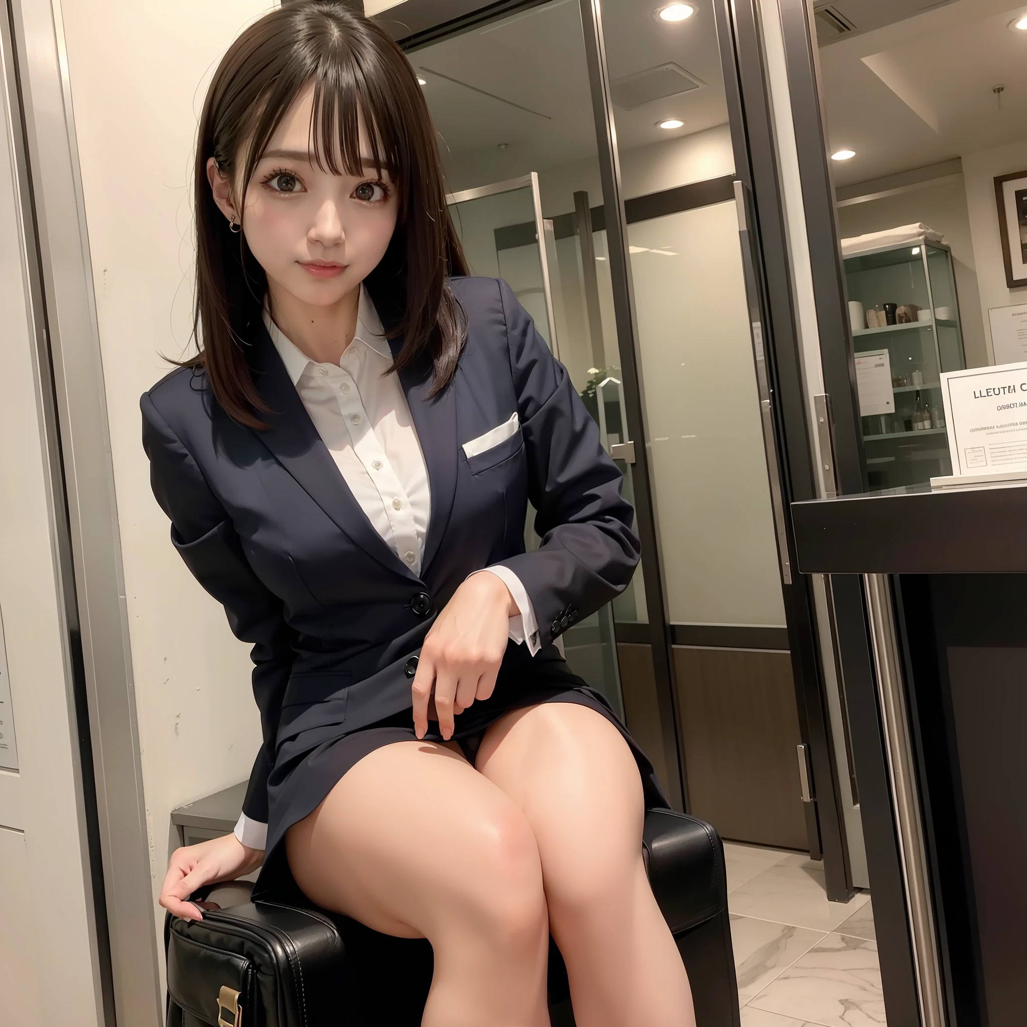 mulher com cabelo castanho andando pela rua em uma saia curta, roupa muito sexy, wearing a strict business suit, garota anime na vida real, cosplay de garota anime, cosplay glamouroso elegante, roupa sexy, in a business suit, vestindo terno de moda, bem - vestido, usando terno apertado, olhar sexy, business attire, wearing a business suit,