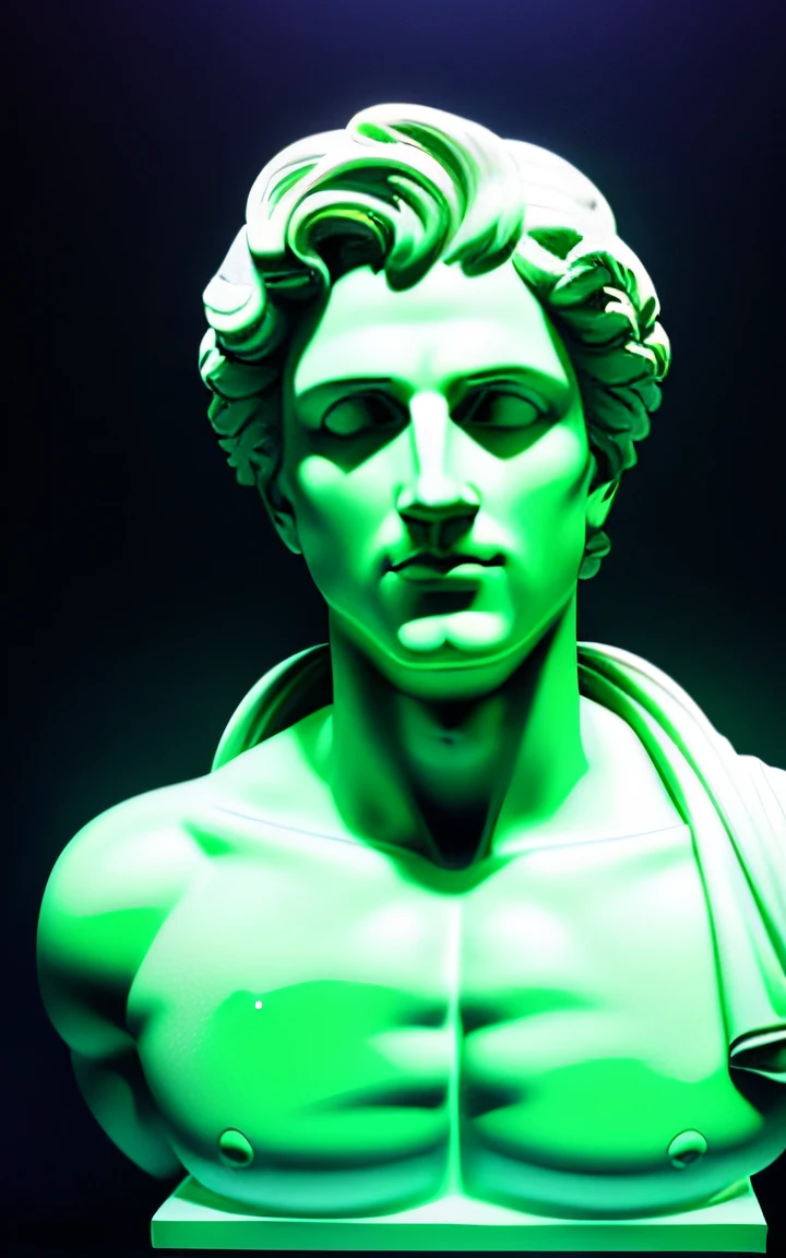 a Roman Greek statue, neon romano, obra-prima estilo vaporwave, baroque vaporwave statue, arte digital neon, retrato antigo do monstro do neon, vaporwave lighting style, Arte Vaporwave, estilo de arte synthwave, arte synthwave, estilo vaporwave, neon estilizado, estilo de arte neon
