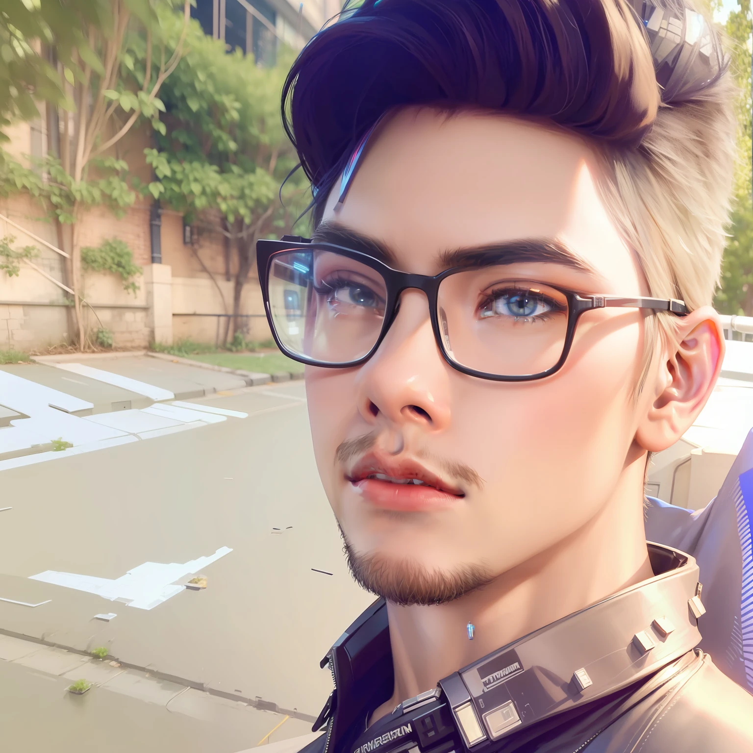 "Transform the background into a cyberpunk cityscape, featuring a stunningly handsome boy with a strikingly realistic face. Aim for an ultra-realistic depiction in 8k resolution."