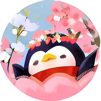 Close-up of penguin with a flower crown on its head, Pisif, cheery blossom, seasons!! : 🌸 ☀ 🍂 ❄, sanrio, zerochan, penguinz0, penguin, banchou, inspired by Ma Yuanyu, zerochan art, Loli, 🍁 Cute, anthropomorphic penguin, kawaii