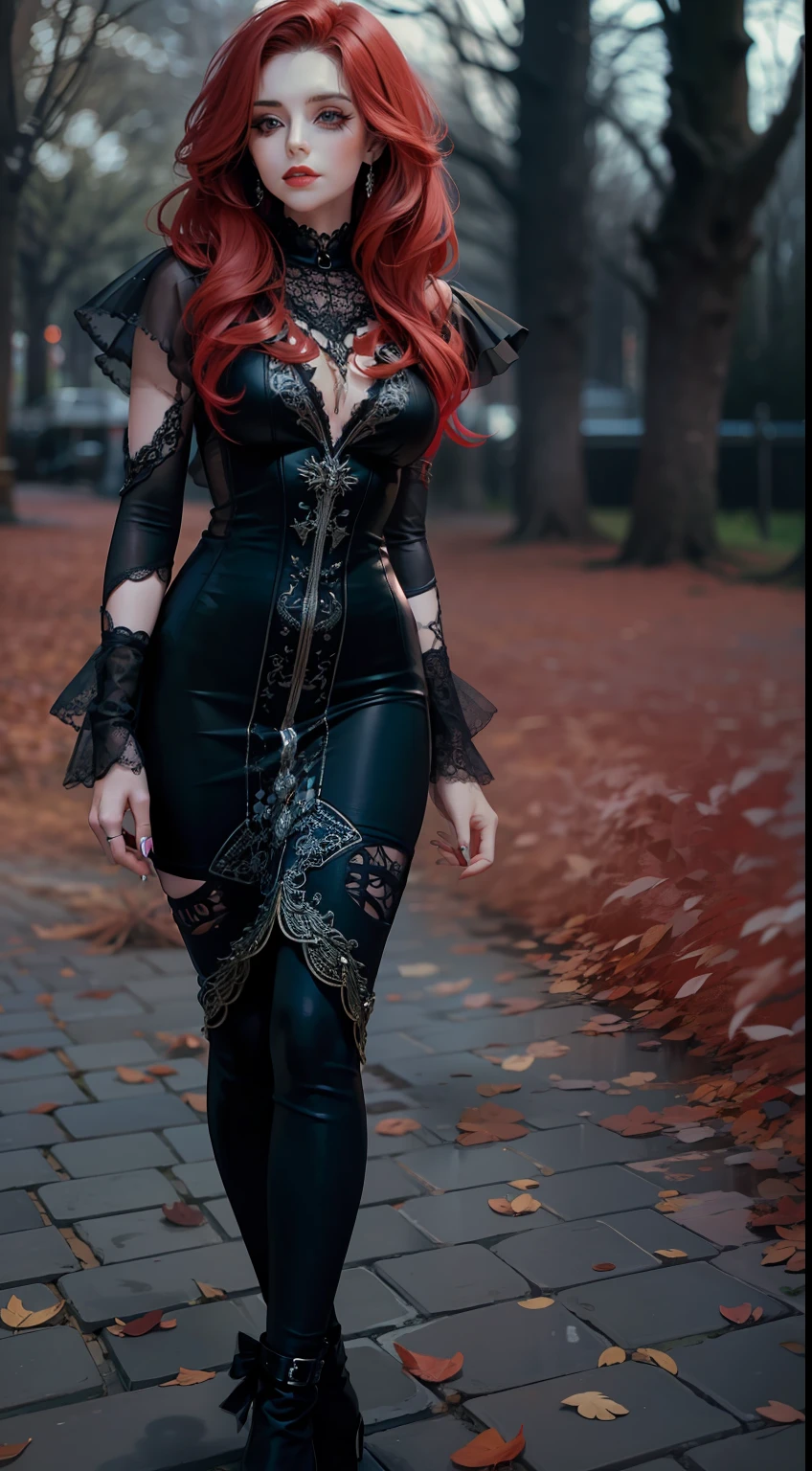 Beautiful woman in insanely Gothic Glam Outfit