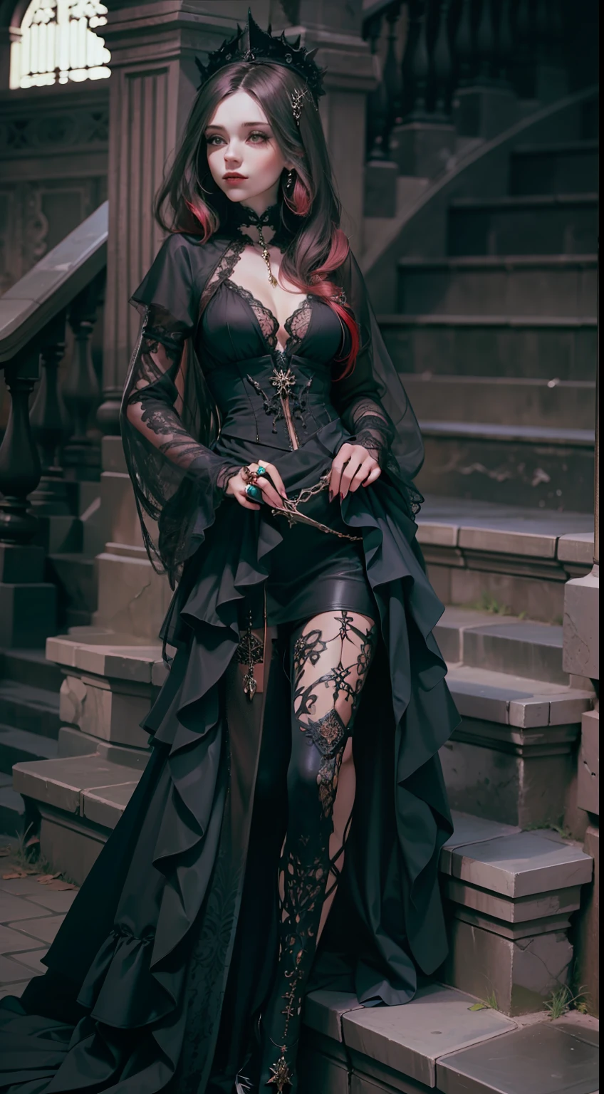 Beautiful woman in insanely Gothic Glam Outfit