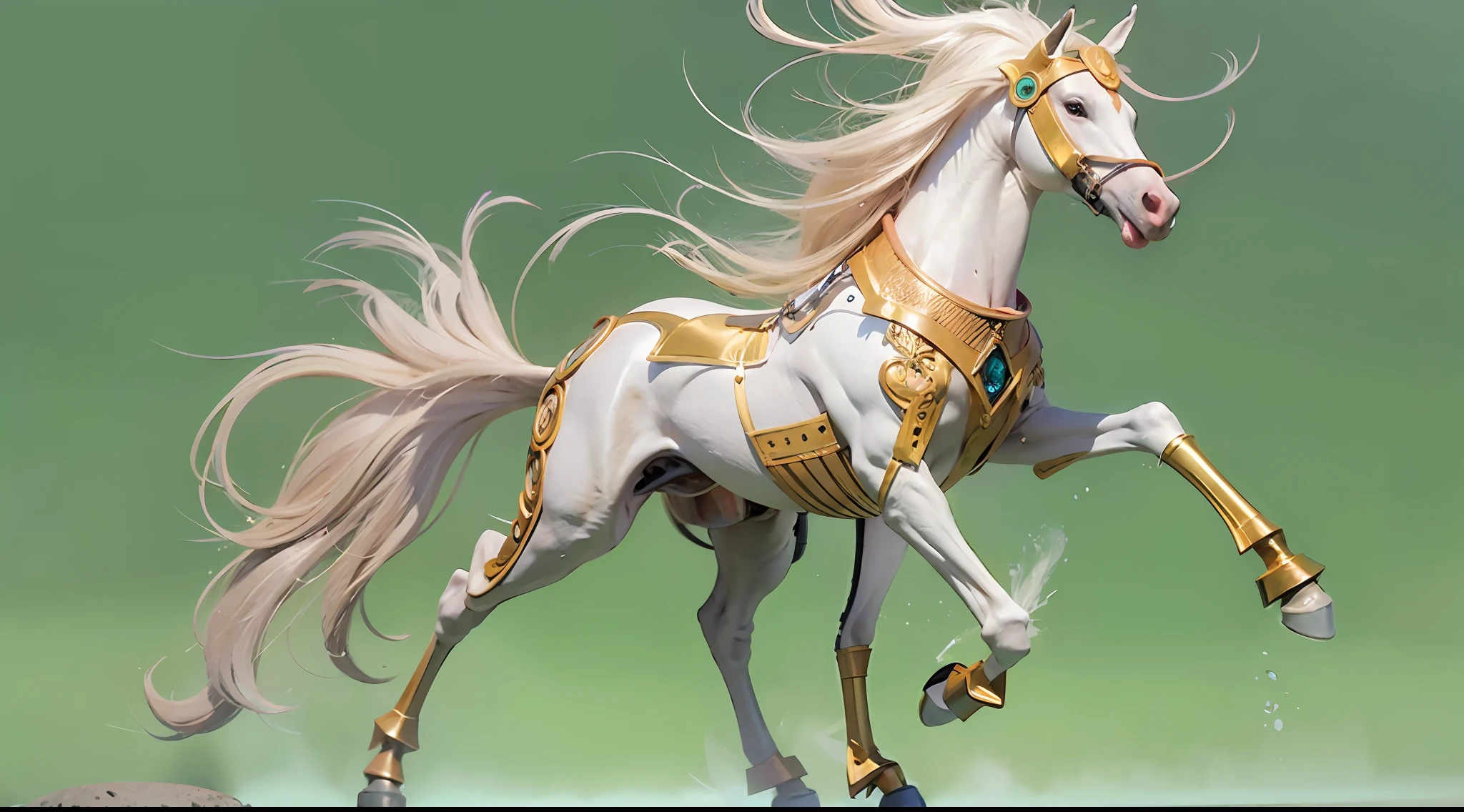 A female centaur,She is famous in the multiverse,She is both a female centaur, half human, half horse, half horse,It is also a female Yingzhao,Her image blends,The head, neck and shoulders of the horse are transformed into beautiful female humans, females, half-centaurs, half-horses, half-humans, half-humans, and human human upper bodies,and a chimera of a female half-horse with a beauty in the female body of the horse's belly,It's like a female human wearing a half-horse-like costume and making a seamless chimera,This chimerization is based on powerful futuristic technology。The ultra-wide-angle lens captures the image of her sleek and ethereal wings charging and leaping on the ionosphere。Her front half is a tall, sexy body with obvious feminine characteristics,Has K cup teardrop-shaped giant tit chest,Small man-waisted butterflies span long legs,The half-horse of the back half of the body is embedded in the front half of the body at the hip position,The horse-shaped half-horse torso form of the back half of the body is completely female and humanized,From the upper end of the sternum, the sexy bent dog style shape of the chest cavity embedded in the lower back position of the beauty body is placed transversely,Then there are the sexy beauty's horizontal waist and abdomen and straight hips,Her entire body has been completely feminized,Includes the half-horse part of the hind body,Mechanized armor covers the knee-shaped anti-joints and feet,And these parts are highly anthropomorphic,This gives her legs a graceful and slender line,She has four slender legs like a supermodel,Under the legs are skinny white feet dressed in Skyscraper Heels,Use Midjourney's advanced stroke tools and color palettes, as well as texture packs, model packs, and texture tools,Concentration,Femaleize all parts of her original equine physiologic appearance,And give these parts an ergonomic appearance,Finely treat the details of tight connections on the structure of the chest, abdominal cavity a