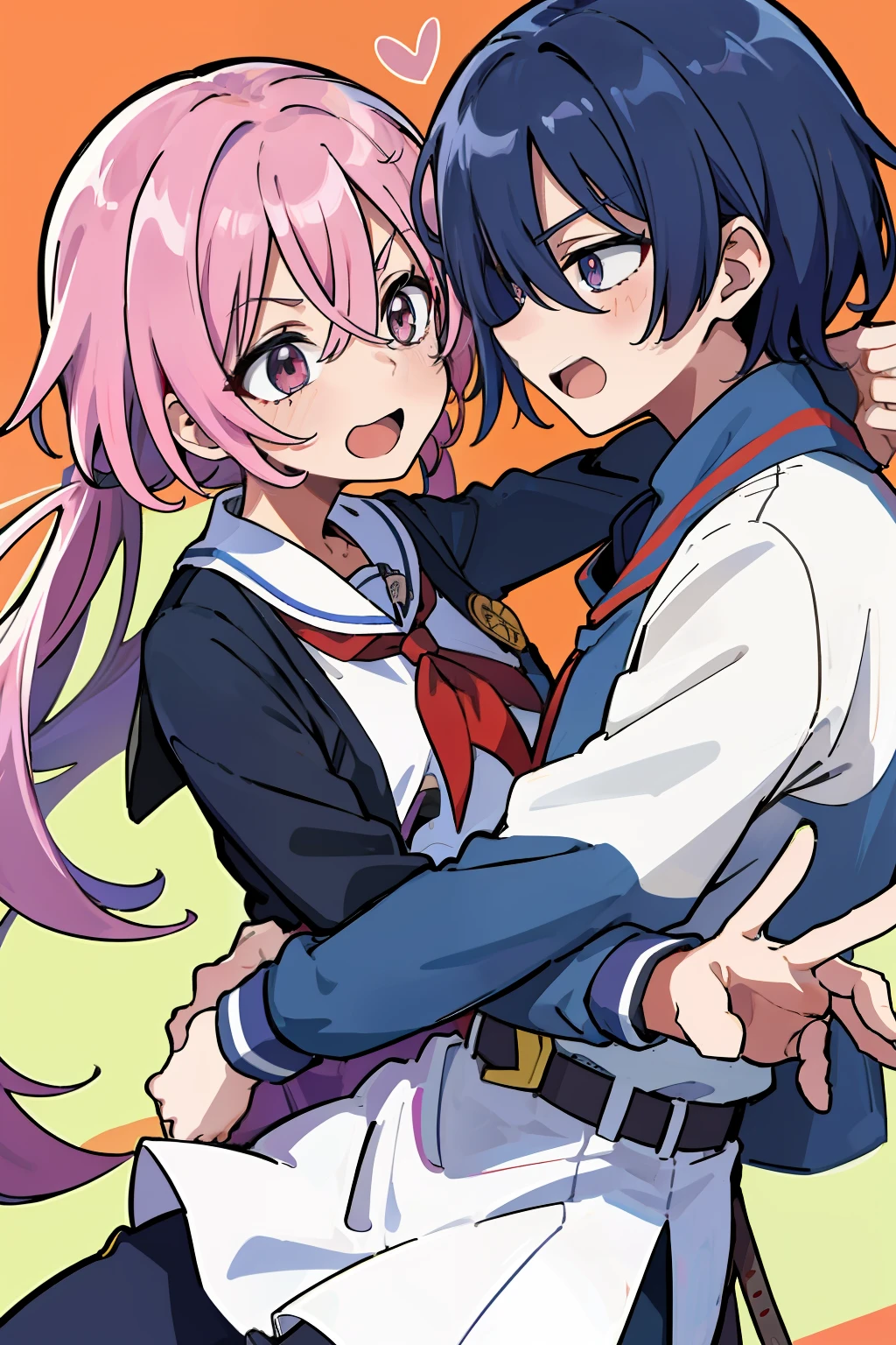 ((extremelydetailedCG)),((8K_Wallpaper)),(((masutepiece))),((top-quality)), ((Couple in love)), 1male people,School run,Regent、 Each of them has its characteristic movements and powers, Such as, Playfulness and dynamic, With vivid colors and exaggerated expressions. While maintaining overall uniformity、Incorporate elements from each anime world、school background