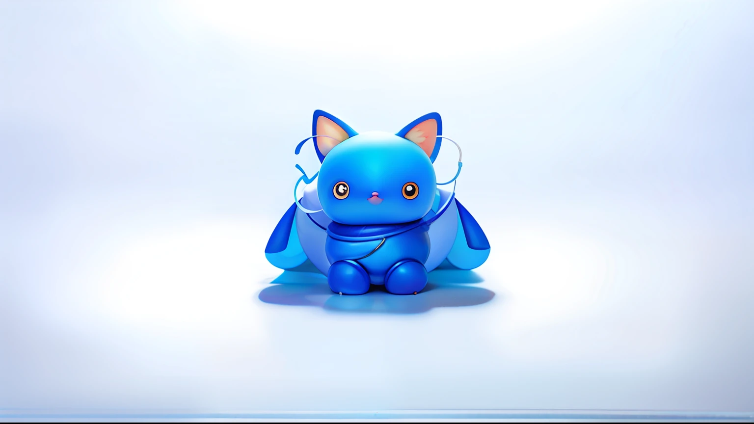 Cute cat 3D for blind box animals、Image of a， Blue is the main color，Orange is the secondary color，metallic  luster，fashionable and trendy，Round body，mechanical sense，Technology electronic screen，Flexible facial features，delicated，holograph，full bodyesbian，three view cartoon image，Main view，the sideview，Back view Three views，maintainingconsistency and unity，The background is clean，Natural soft light，8K，best qualtiy，super detailing，3D，C4D,blender，oc rendered，k hd，super detailing