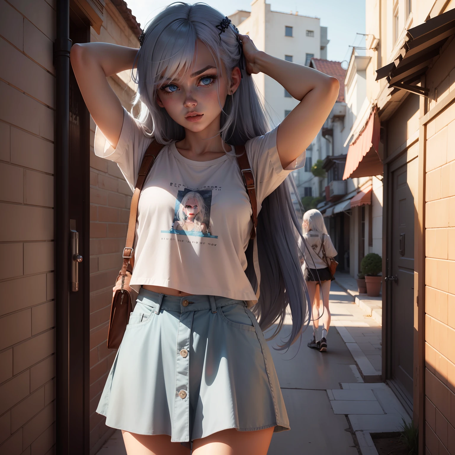 Girl with white hair and blue eyes