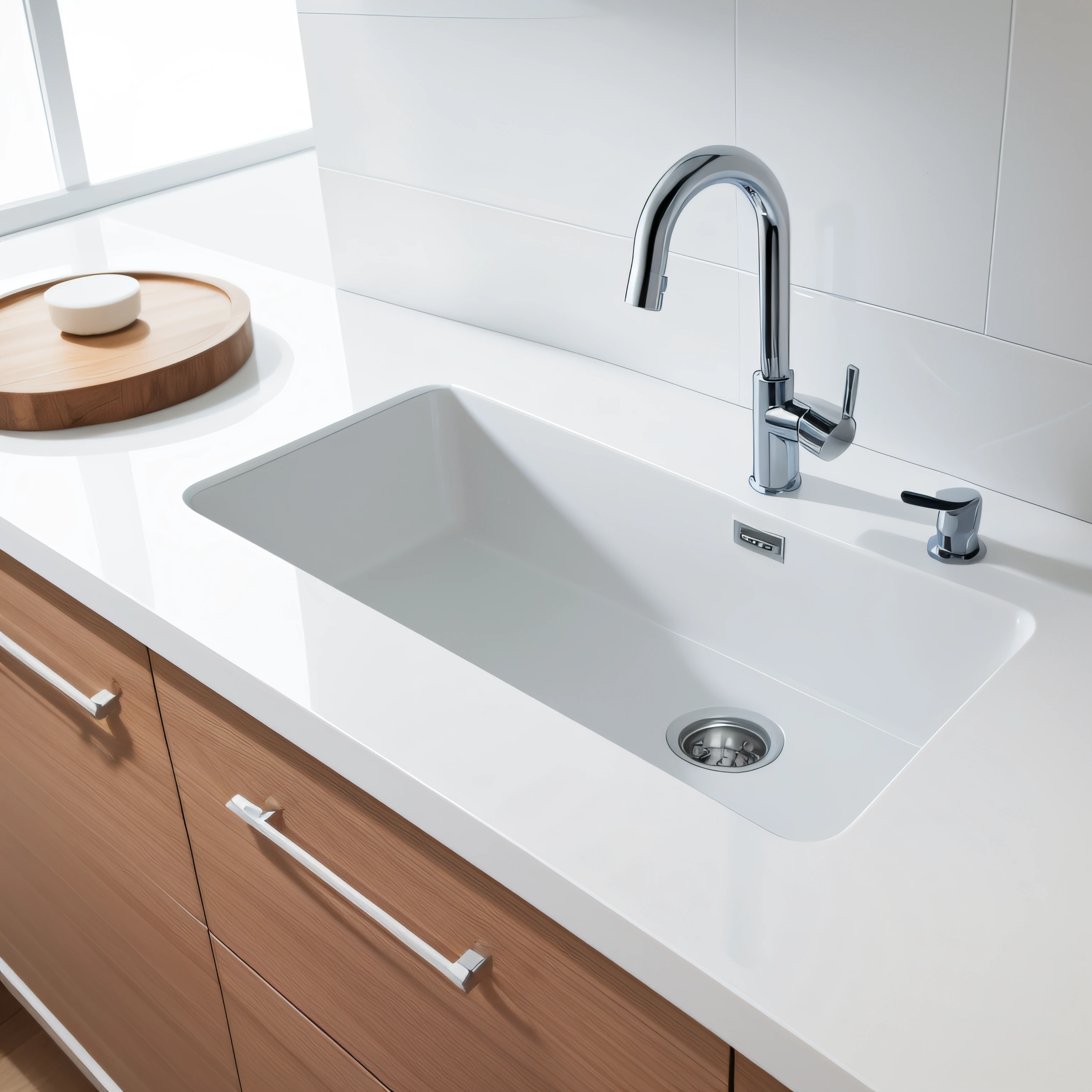 Kitchen faucet realistic white minimalist tap sink