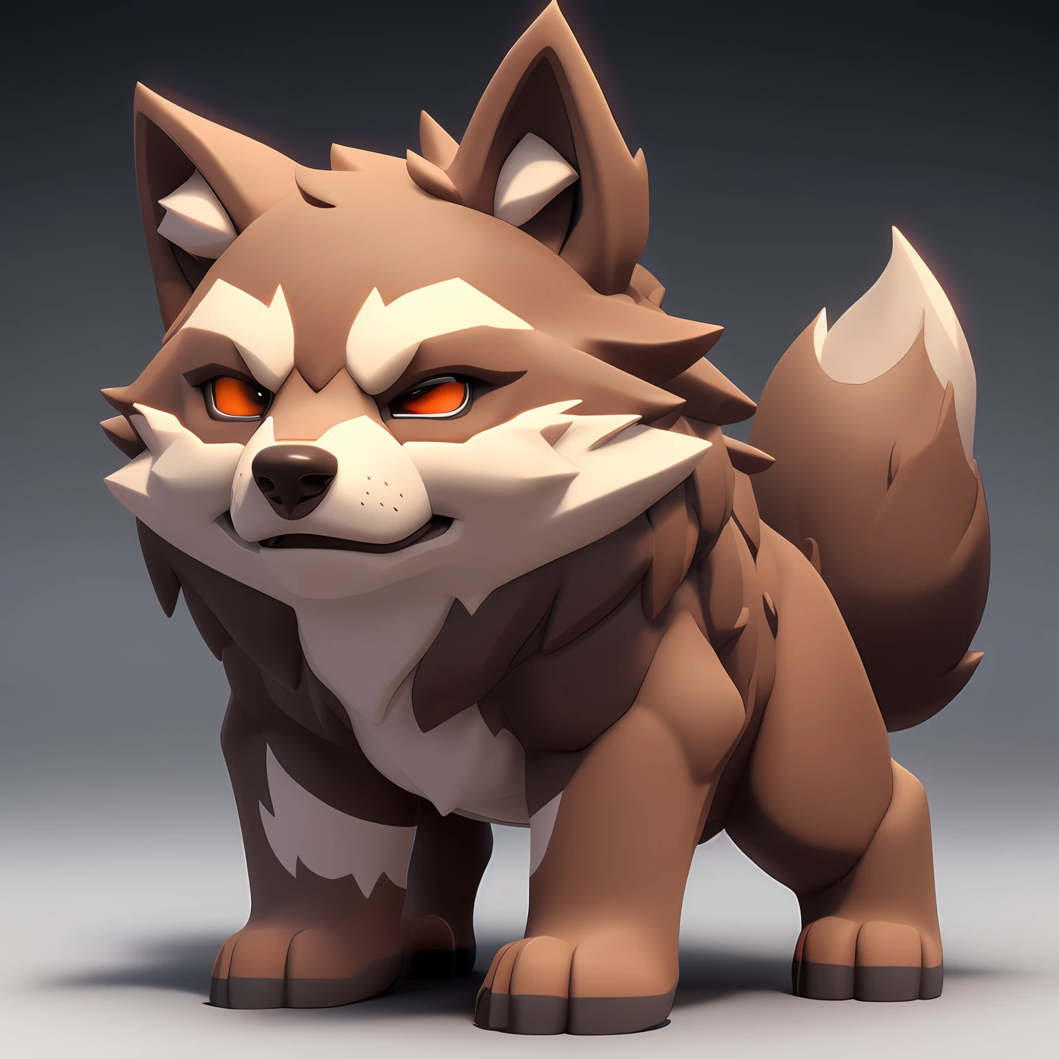 Tiny and cute isometric wolf emoji, soft smooth lighting, with soft pastel colors, 3D icon clay rendering, lente de 120 mm, 3D blender rendering, trending on polycount, construtivismo modular, fundo laranja, Physically-based rendering, centralizado