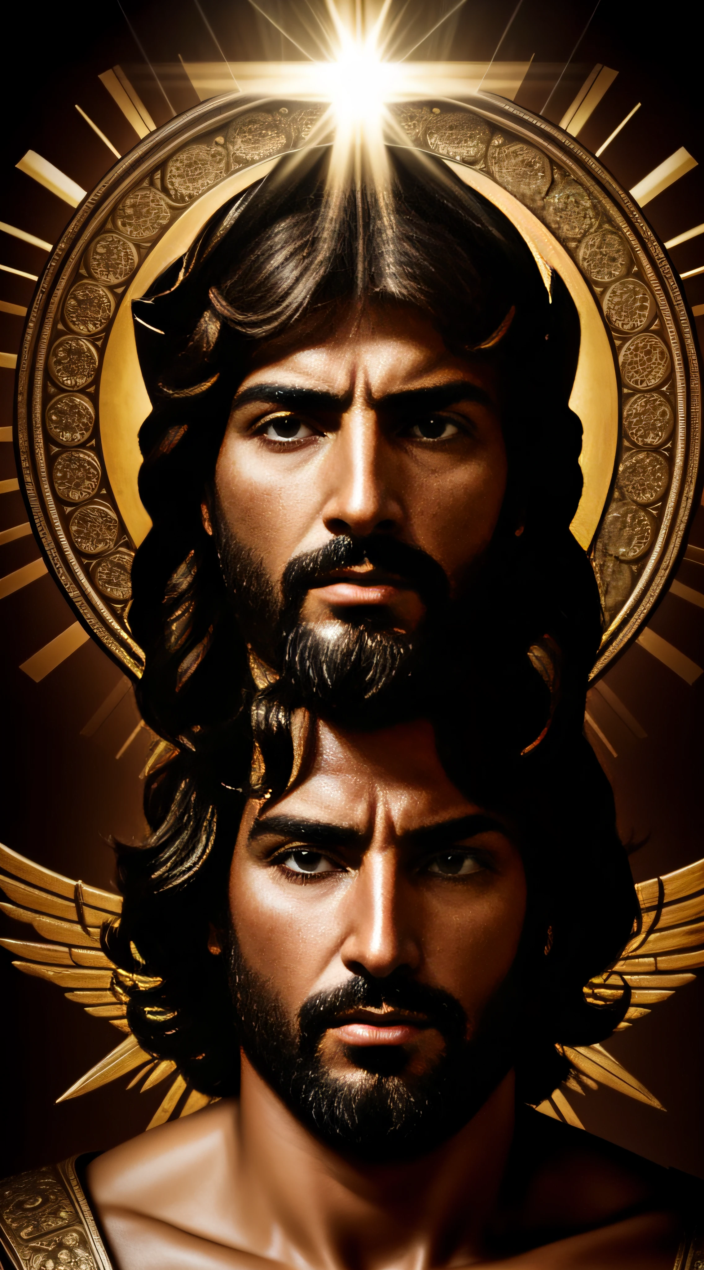 deus, autorretrato, realista, dramatic, detalhado, halo on the head, biblical