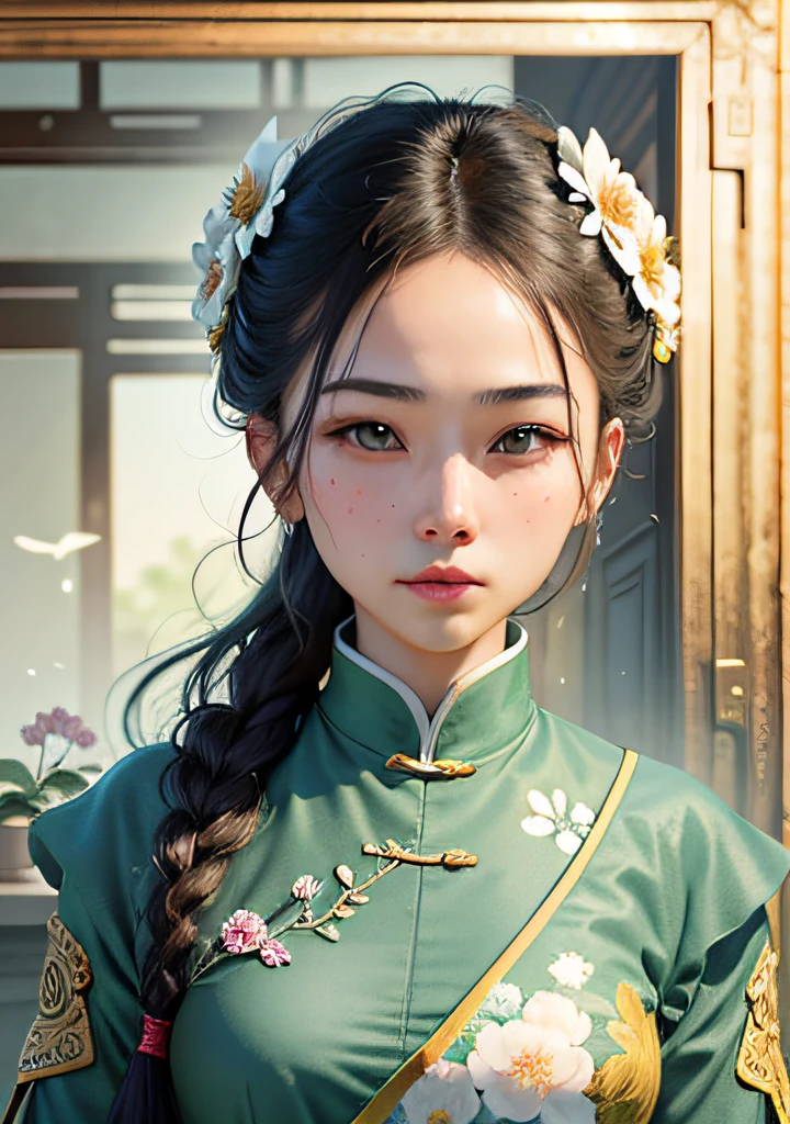 there is a woman with a flower in her hand, xintong chen, Chinese girl, ruan jia beautiful!, xue han, author：Mei Qing, author：Xia Yong, By Ni Tian, by Ye Xin, Inspired by Tang Yifen, Li Zixin, lulu chen, author：Dai Xi, author：Yu Zheding, mingchen shen, shaxi