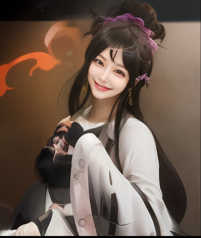 a smile、A dark-haired
