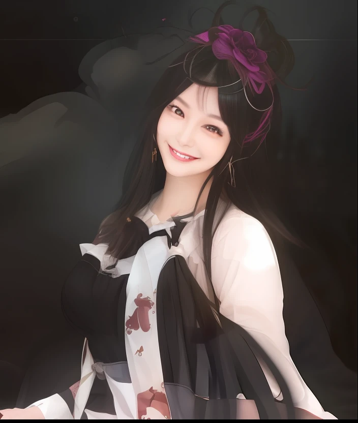 a smile、A dark-haired
