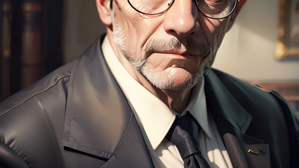 Portrait of a wise gentleman with glasses, realistic, high quality
