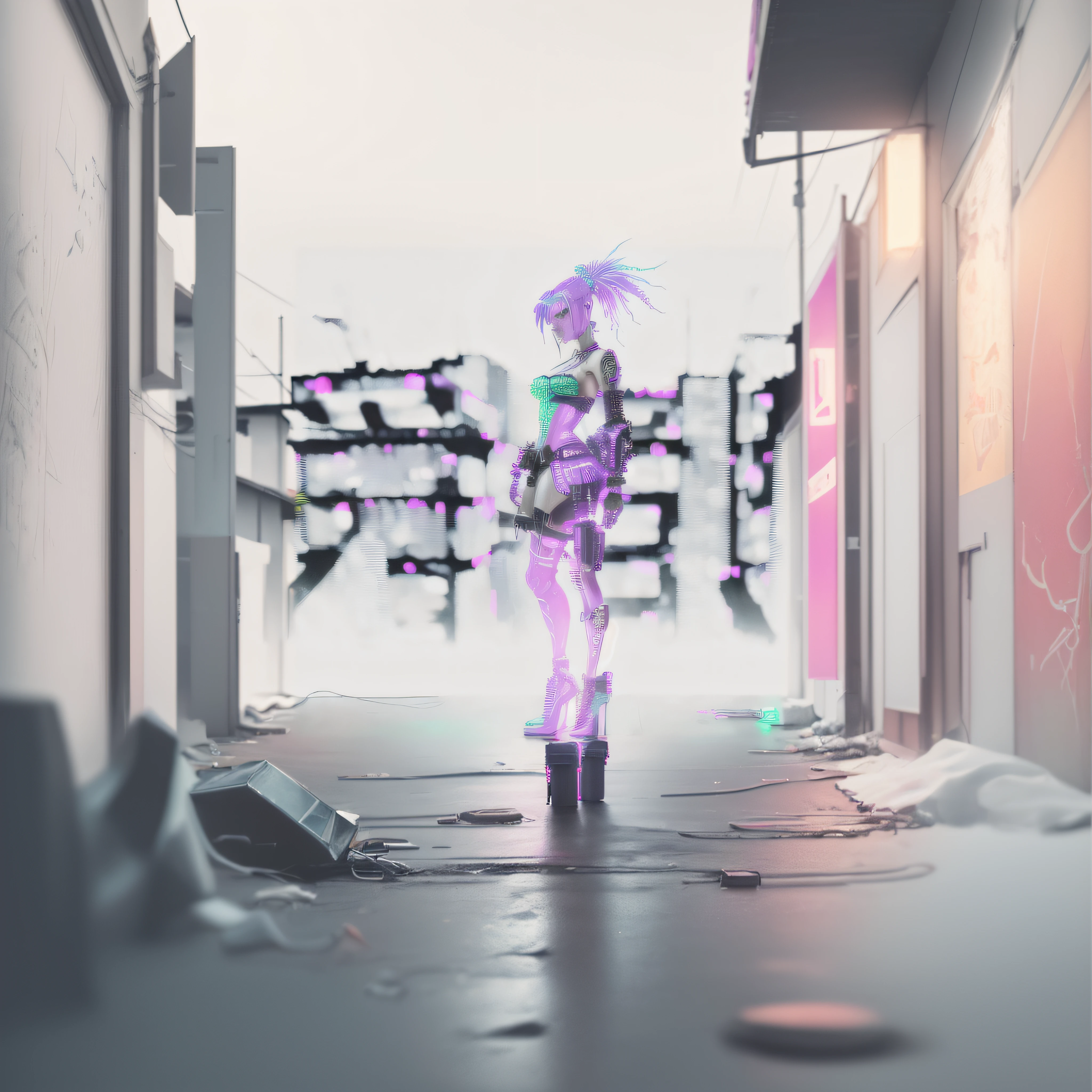 (an artistic photograph of a cyberpunk prostitute),full body shot, centered, (extremely detailed:1.2), (intricate neon slums in the background:1.1), hyper-detailed, (soft lighting:1.2), high resolution, filmic grain.