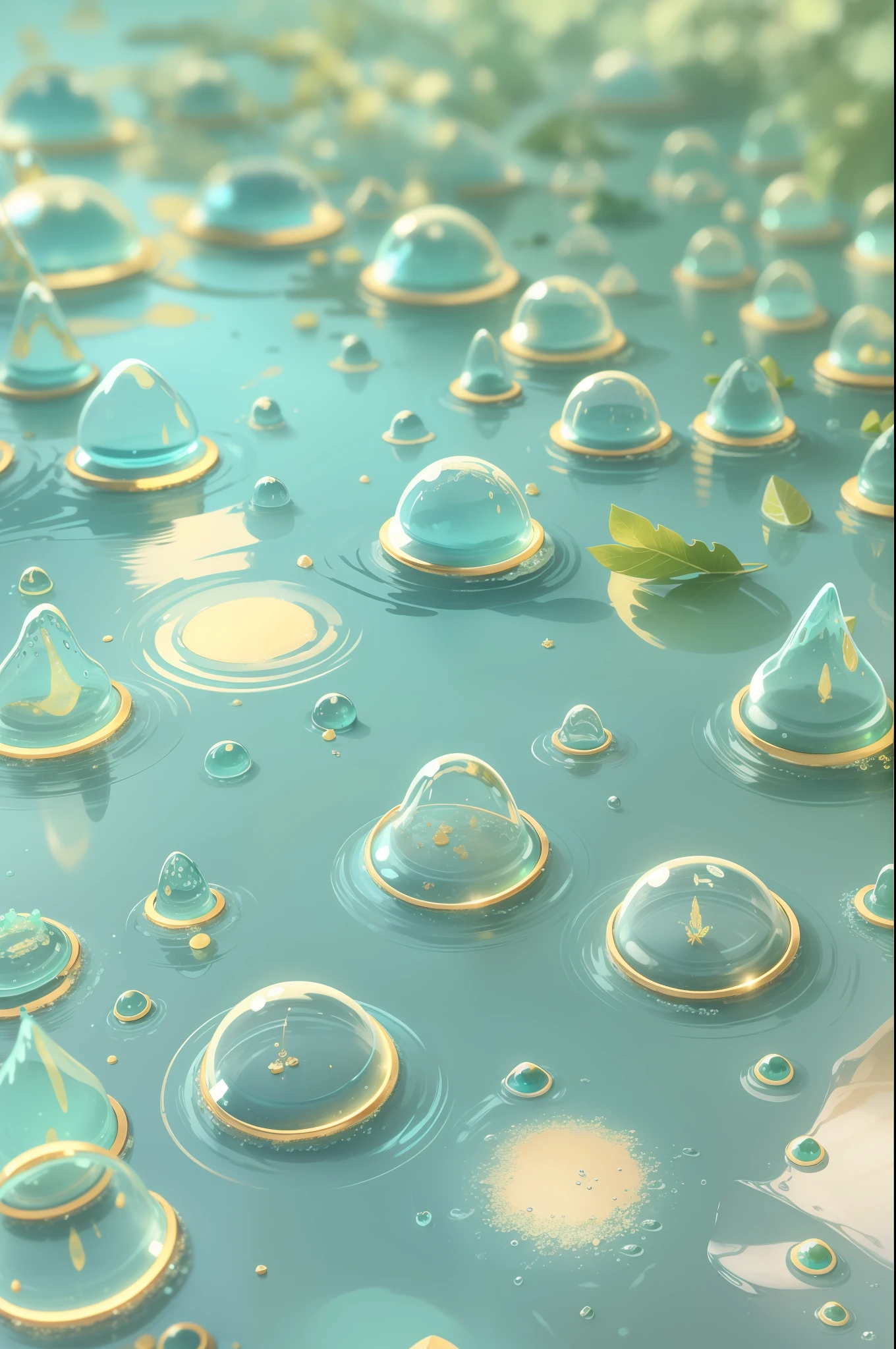 Transparent slime，Clear and transparent，Soft to the touch，smooth surfaces，Water drop effect，glitter effects