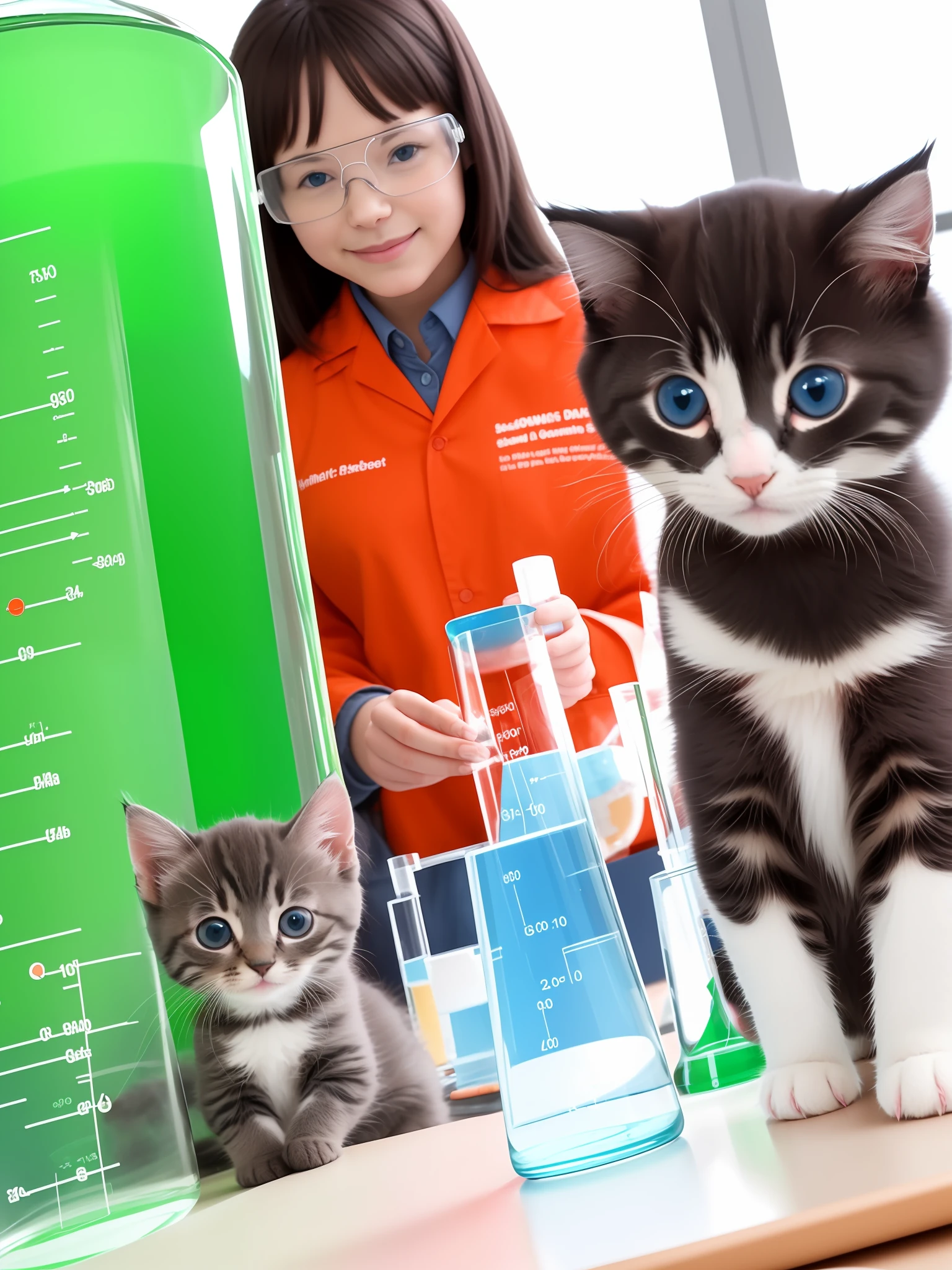 Kittens and puppies are scientists who do experiments in the lab