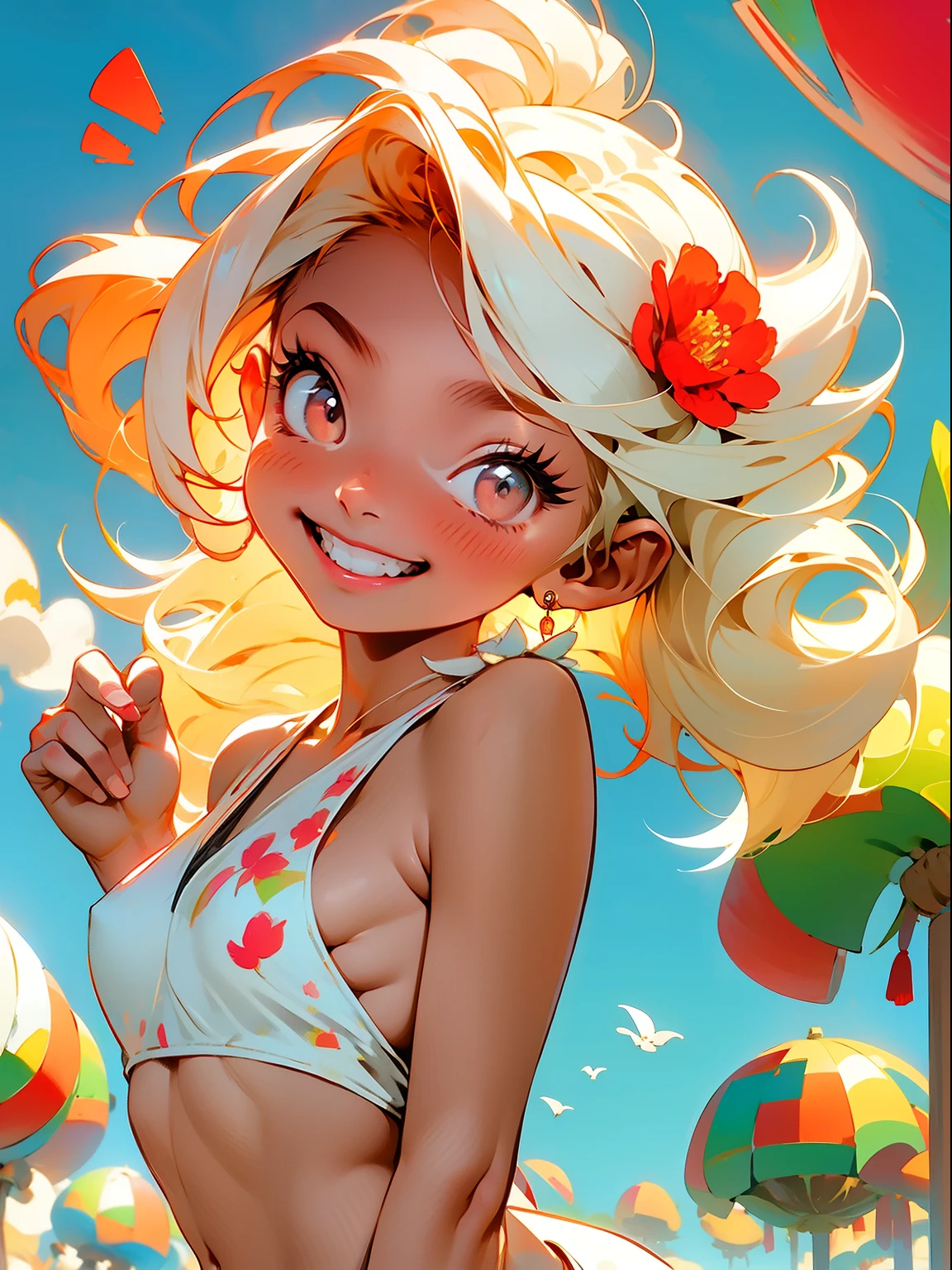 (Foco Positivo),, dynamic lighting, art-station, poster, Volume Lighting, Rostos Muito Detalhados, Papel de Parede 8k, 1 de Cabelo Branco Longo, Ornamento de Cabelo com Franjas Vermelhas, Peony Flower Hair Ornament, dynamic perspective, China-style, Hanfu Branco, Faixa Vermelha, Fita Voando, sedution, Sexy, Pintura a Tinta Tradicional Chinesa, Nuvens Brancas Cercadas, dynamic perspective, film lighting,