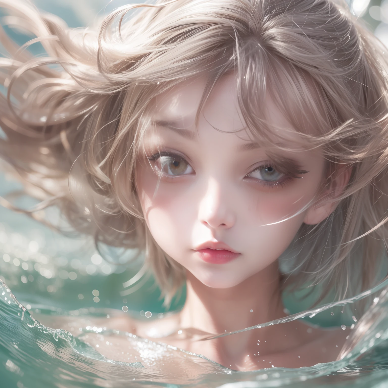 a sense of depth,concert,Water Splash Festival,Wet clothes,Blowing in the wind,Sheer clothes,wave her hand,Idol,Sing a song,Sweat splashes,Sweatbreak 4K, (Raw photo: 1.2), (Realism: 1.4), (masutepiece: 1.3), (exquisite detailing: 1.2), Delicate and beautiful details, (Eye Detail), (Facial Detailed), (Highest Quality) :1.4), (Hyper-Resolution: 1.2), cinematric light, (very detailed illustration), (Eyelashes, Best Quality, Super Resolution, depth of fields, Wide light, natural shadows