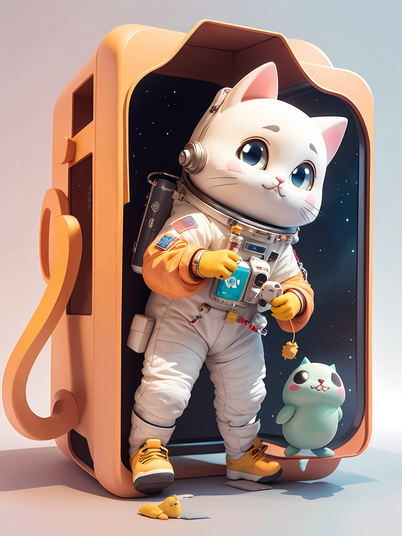 There is a cat in a spacesuit, cute digital painting, cute 3d rendering, cute detailed digital art, cute digital art, astronaut cat, cute cartoon characters, render stylized, character art rendering character art 8k, render digital art, cute! C4D