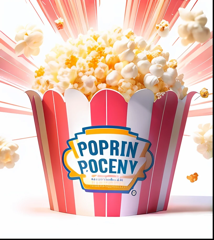 popcorn,illustratio,Strong sense of impact,Vivid explosion effect。