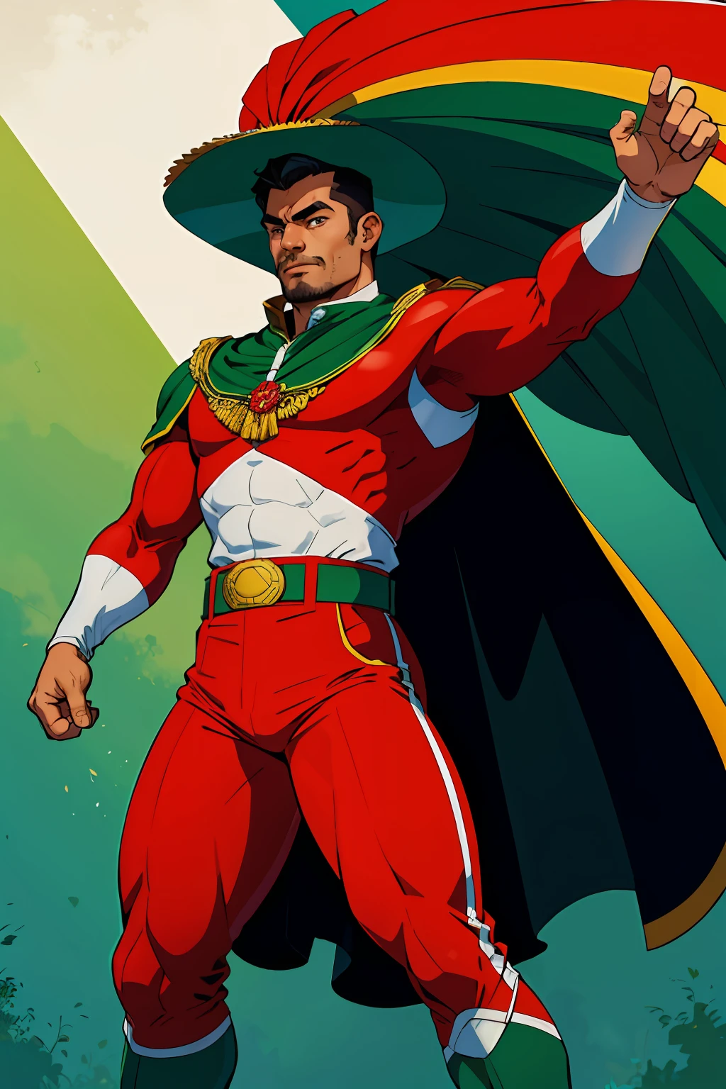 Mexican guy Super Hero Green White and Red clothes Mexican clothes México flag