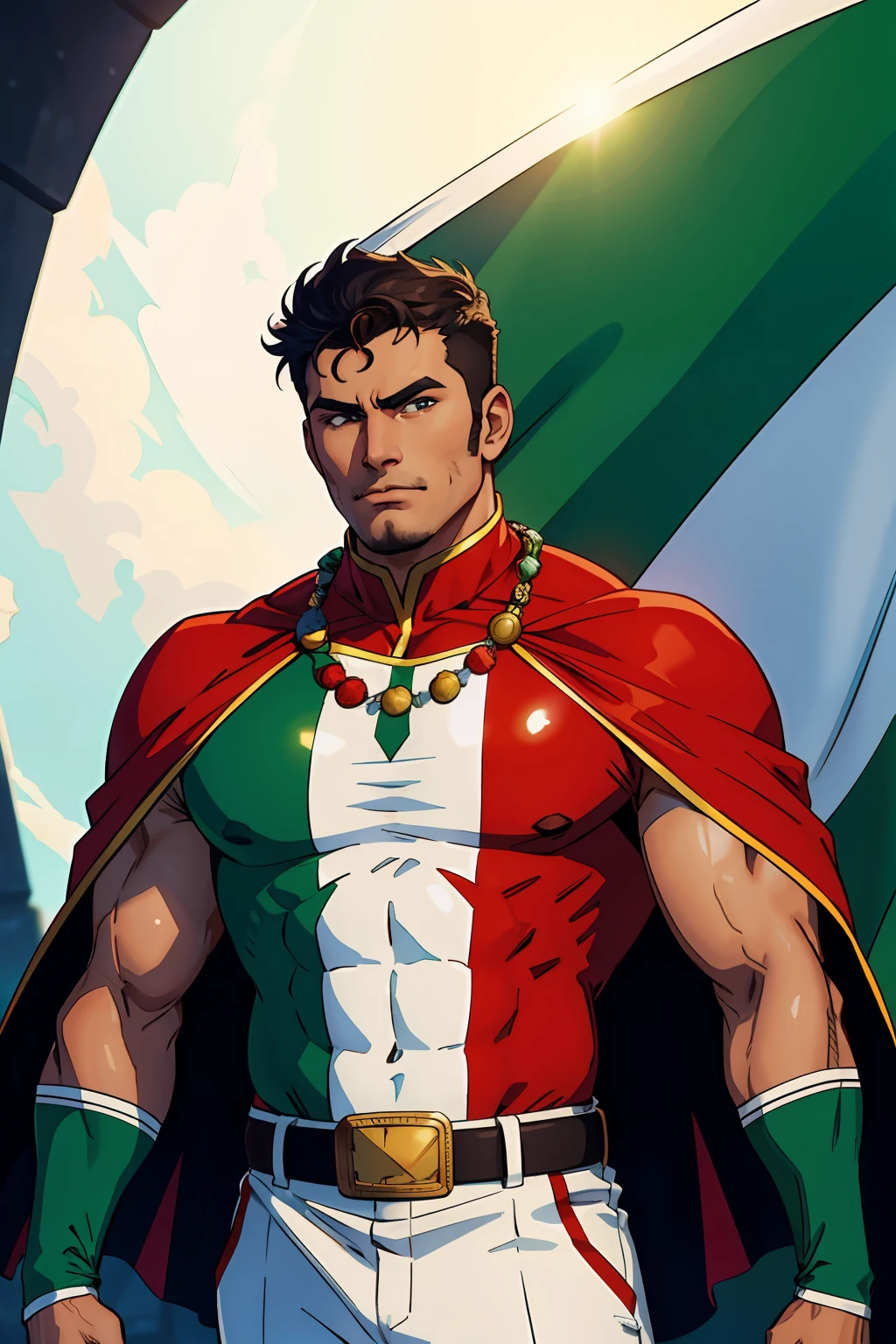 Mexican guy Super Hero Green White and Red clothes Mexican clothes México flag