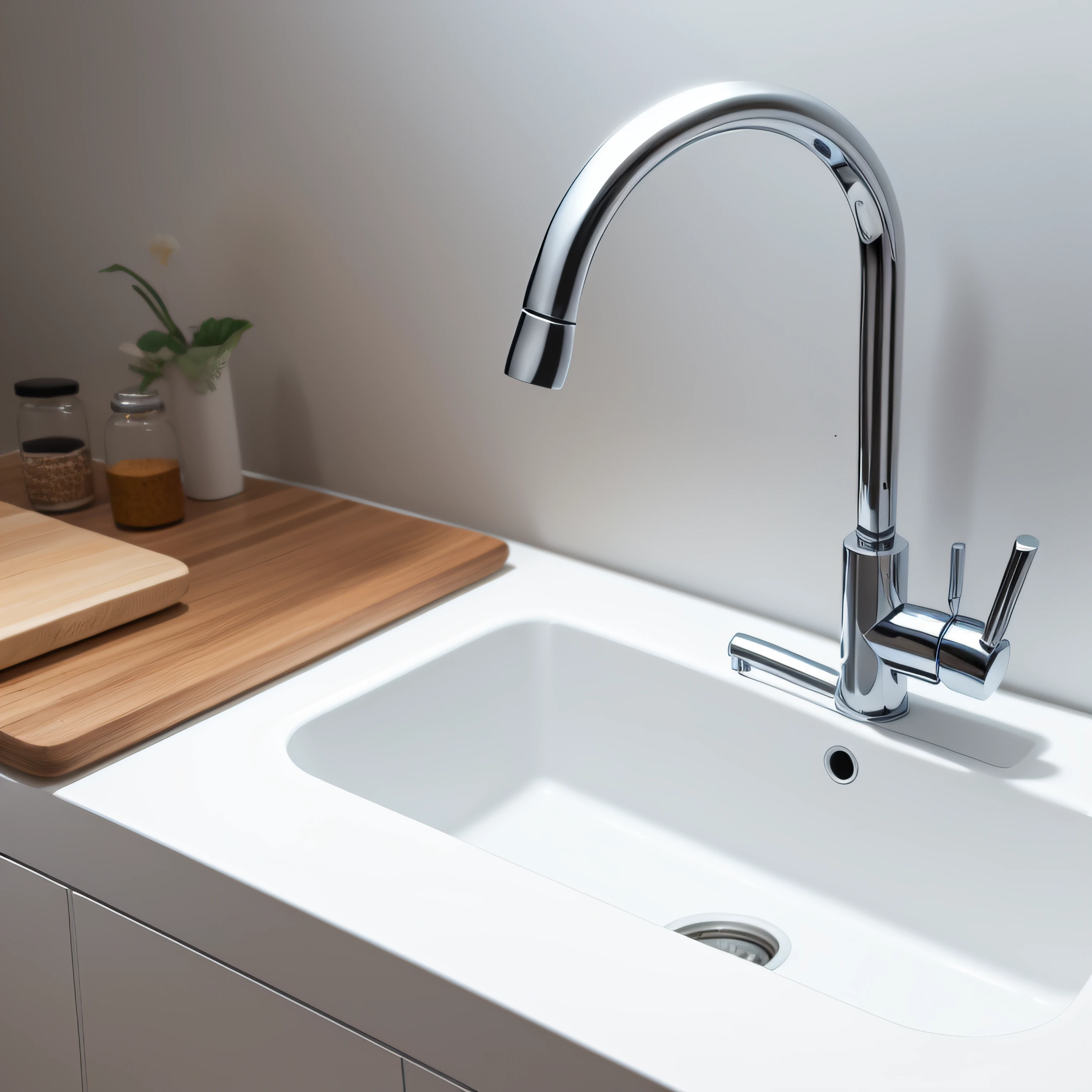 Kitchen faucet realistic white minimalist tap sink