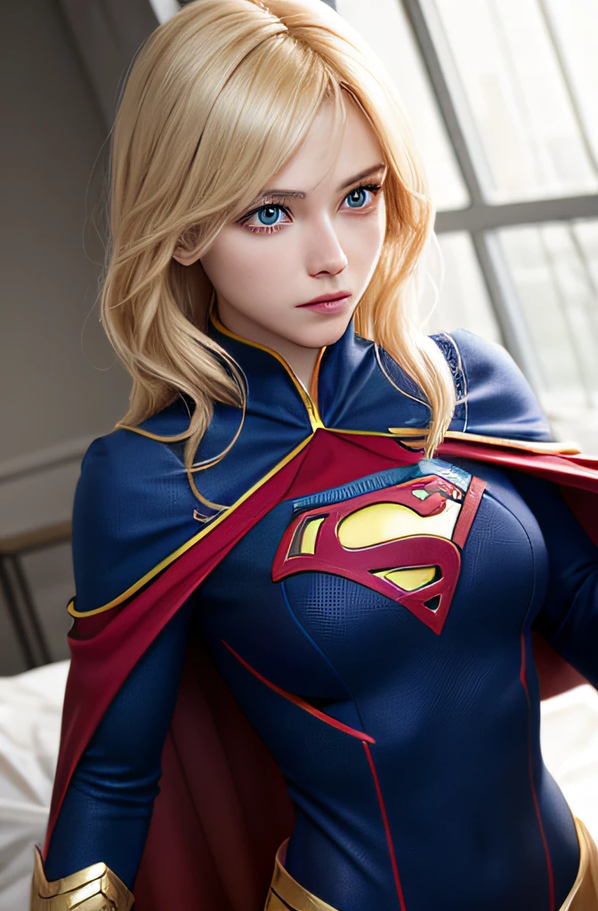 8k，Best quality at best，Real picture，Complicated details，A capital X on the chest，ultra - detailed，超高分辨率，Depth field，（真实感，fidelity：1.2），tmasterpiece，European girl，Photo of Supergirl，（Bruises，grimy，torn laundry，Clothing that exposes，bloods:1.3), eBlue eyes, blond hairbl, long whitr hair, Tear the cloak, Tear pantyhose, super heroes, 独奏, suns, blue-sky, best qualtiy, realisticlying, realisticlying, (complexdetails:1.2), (exquisitedetails), (cinematric light), 清晰的线条, Clear focus, photorealiscic face, A detailed face, 统一 8k 壁纸, 超高分辨率, (真实感:1.4), looking at viewert