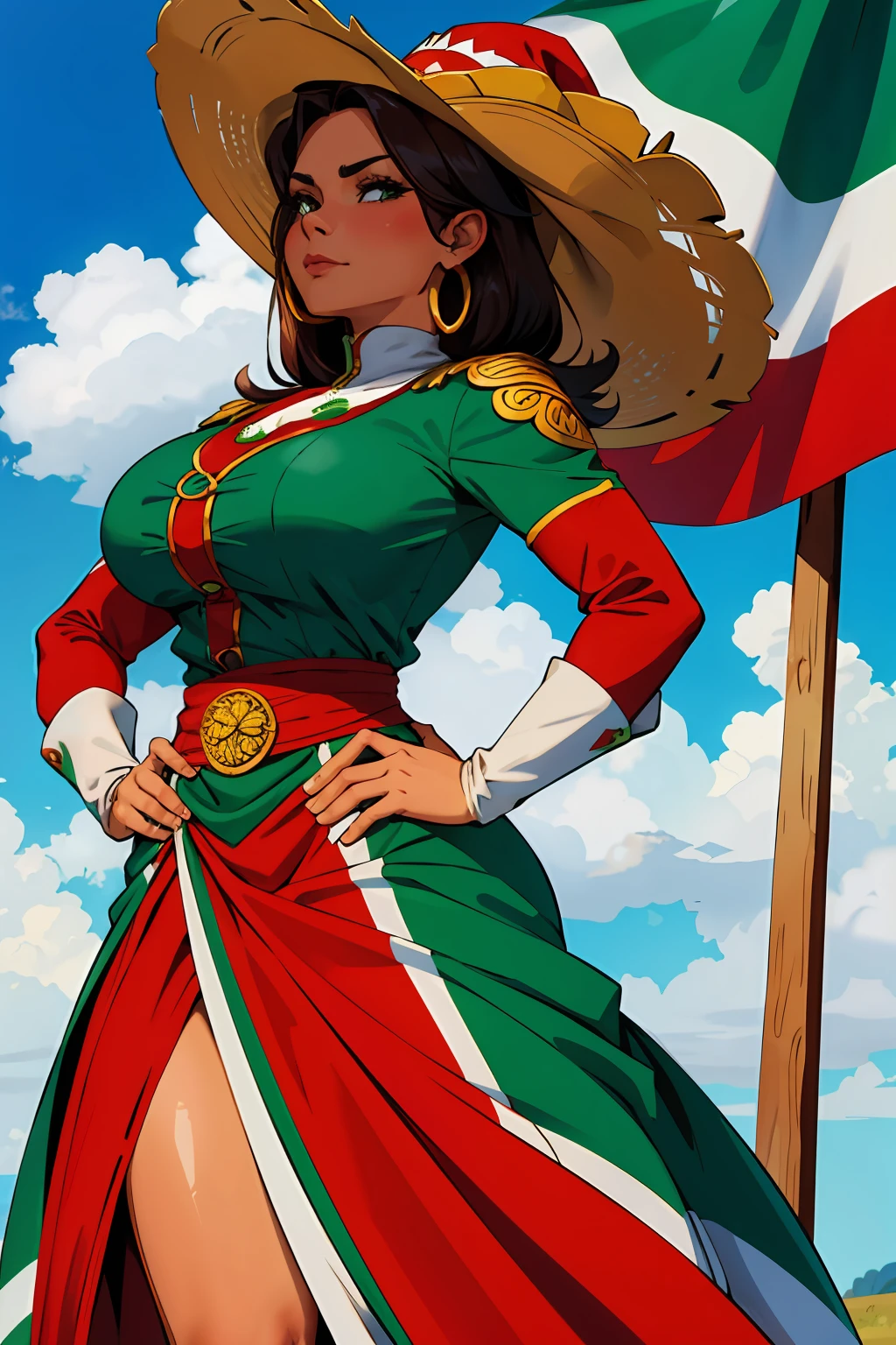 Mexican woman Super Hero Green White and Red clothes Mexican clothes México flag