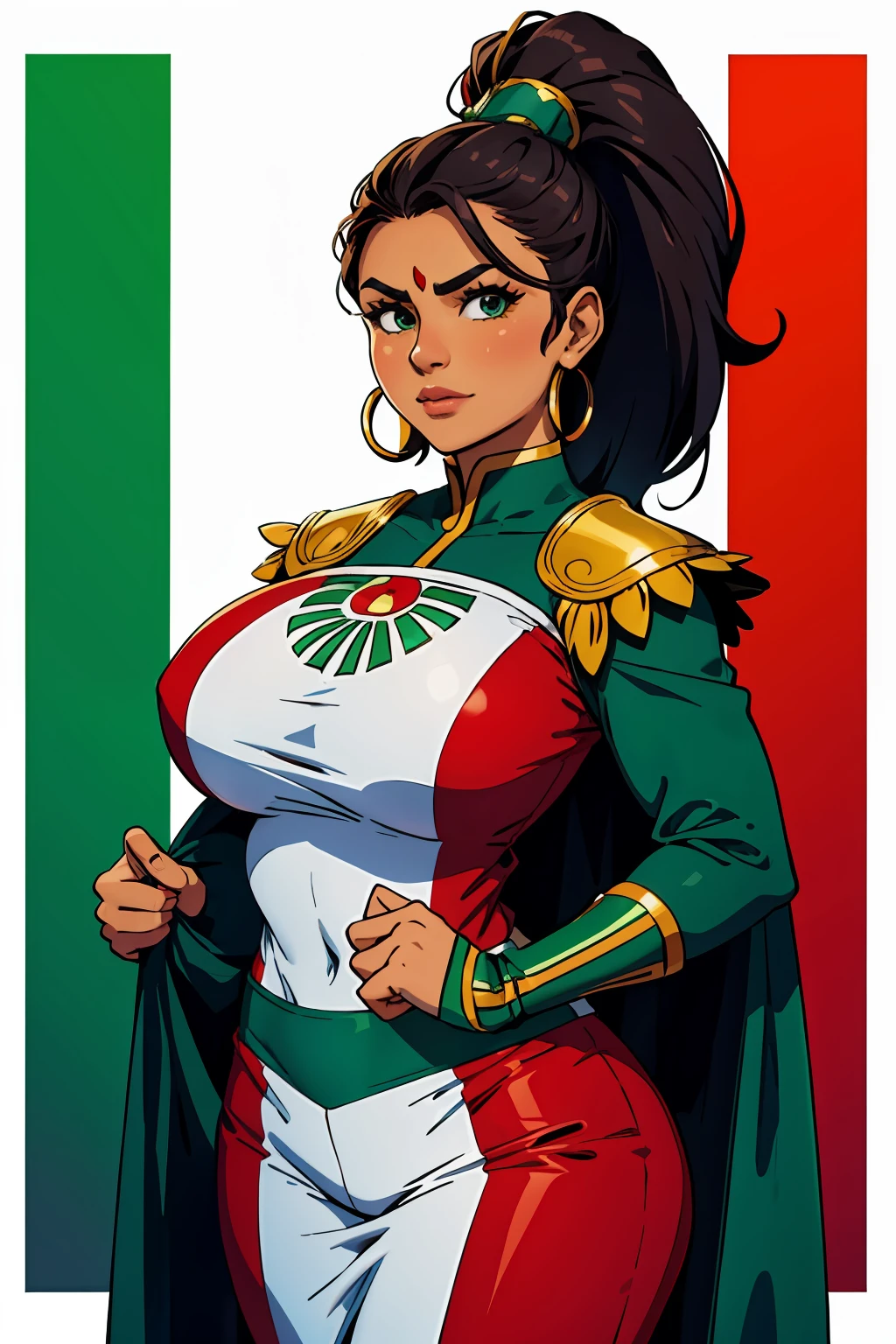 Mexican woman Super Hero Green White and Red clothes Mexican clothes México flag
