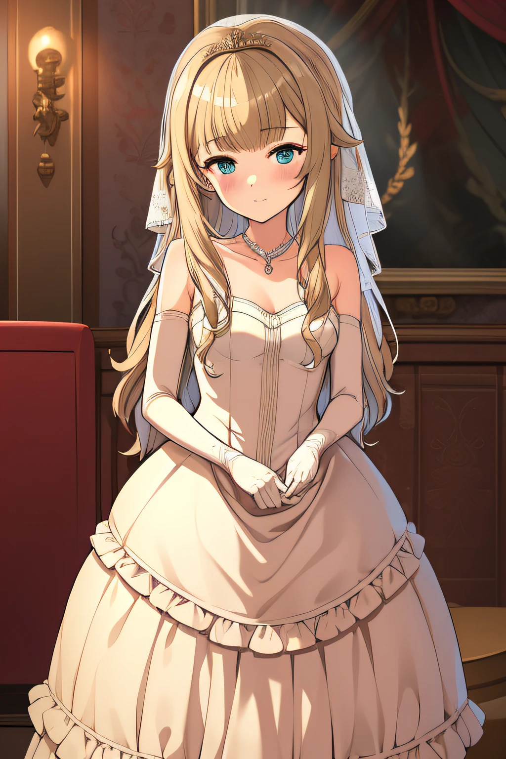 (((Best quality))), ((Ultra-detailed)), ((illustration)), ((Disheveled hair)), ((frilld)), (1 girl), (Solo),wedding,
