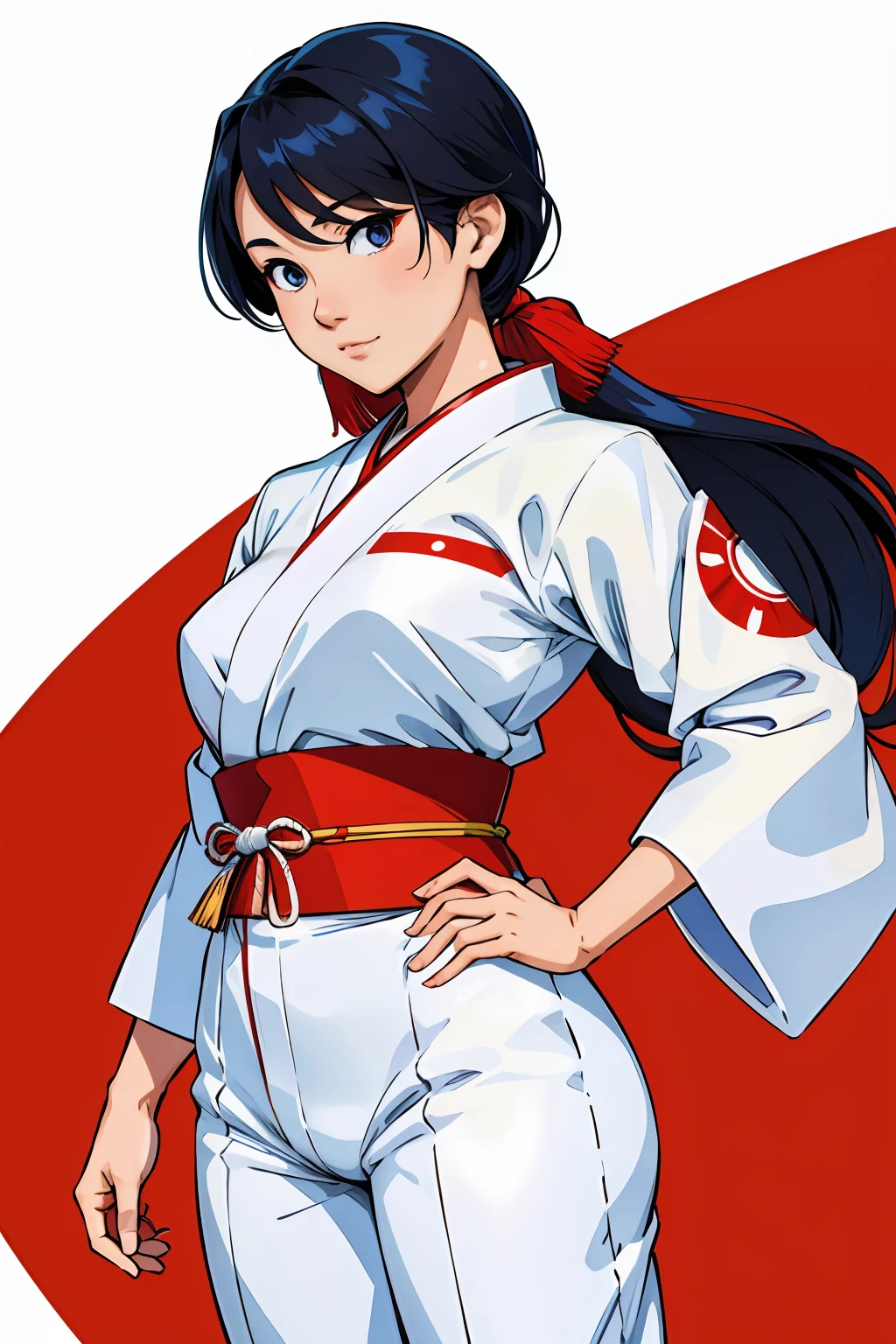 Japanese woman Super Hero White and Red clothes Japanese clothes Japan flag