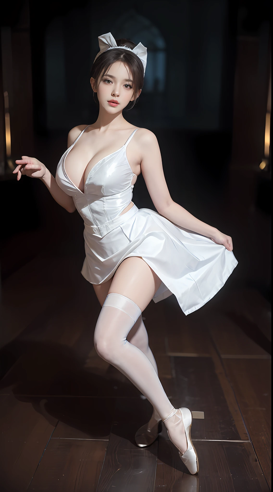 Surrealist women by David Hockney and Alphonse Mucha,Fantasyart,photographrealistic,动态照明,art stations,poster for,huge tit!lamplight,Stage,perform,theater,Volumetriclighting,Tall beauty,body high,Very detailed faces,4 k'',1girll,Stage,low tune,facial closeups,(White ballet costume,Ballet costume,Ballet costumes,ballet dance,Miniskirt bunny girl headdress,cleavage:1.4), Long ponytail,lots of people,Redlip,ssmile,low chest,deep v big breasts,huge tit,Raised sexy,Bigchest,Large breasts,Breast swelling,Raised chest,blackstockings,Breasts are plump,crisp breasts,A plump chest,the breasts are large,Seductive expressions,Wear earrings,The skirt floated,Hair flowing up,wearing a choker,Wear a bracelet,The stands up,standing on your feet,long leges,blackstockings,Wet all over,Moisturizes the whole body,huge tit,Red lips,stocklings,gigantic cleavage breasts,black lence stockings,slenderlegs,Hot dance,ballet dance,Ballerina,full bodyesbian,beautifullegs,Dance,gracefulness,soft,softness,Noble,Rich,largeeyes,eye shadows,Long legs,beautifullegs,Thin leg,split,splitting legs,Dance,Dancer,split,Aerial capture,Jump up,Suspended in the air