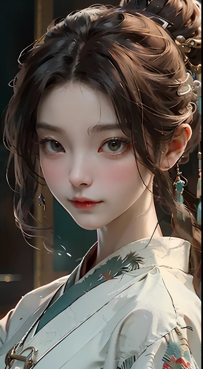 twogirls,Cyan clothes,white clothes,Hanfu,Close-up of a woman wearing a necklace around her neck,ruan jia beautiful!,Young Van Angel,Black Ripple Lian Yanfang,queen of the sea mu yanling,Yun Ling,China Princess,shaxi,Young woman Genghis Khan,Xue Han,Young and cute wan Asian face,swallow,with very thin lips