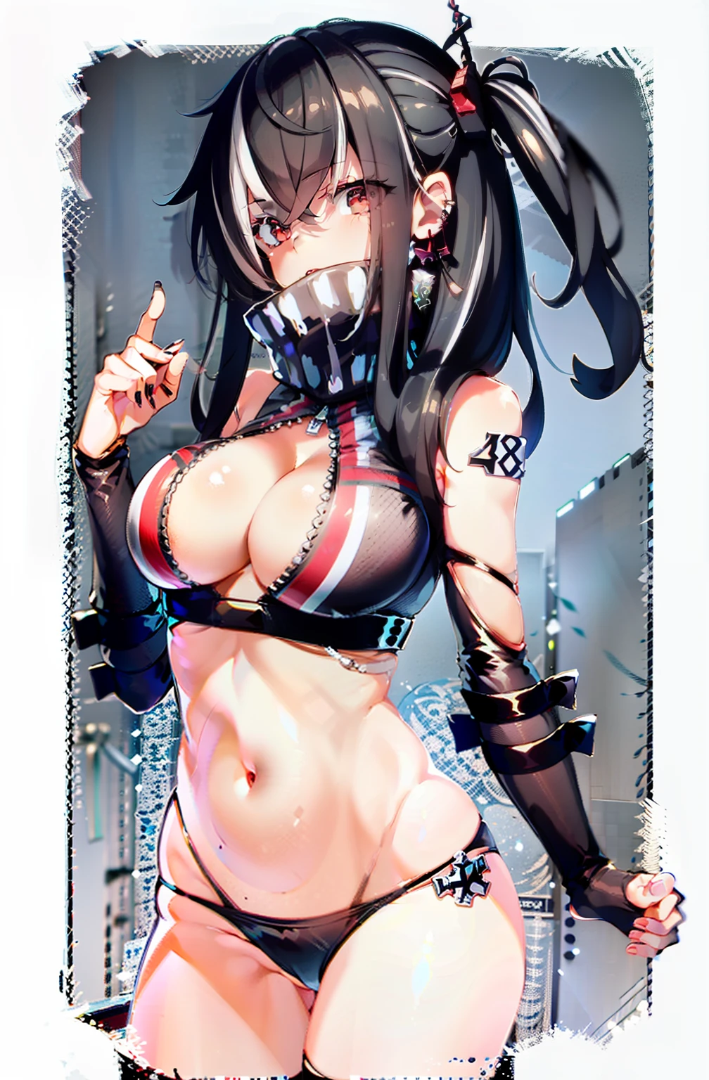 1girll,tmasterpiece,8K,Half realistic,4K,RTX,Shaders,inside of prison,Girl in handcuffs,Incarcerated age girls,brilliant texture work,White bikini swimsuit,A lot of men's hands go to touch girls,The man stroked the girl's belly with his hand,The man's hand pokes the girl's navel,fearful expression,Reluctant expressions