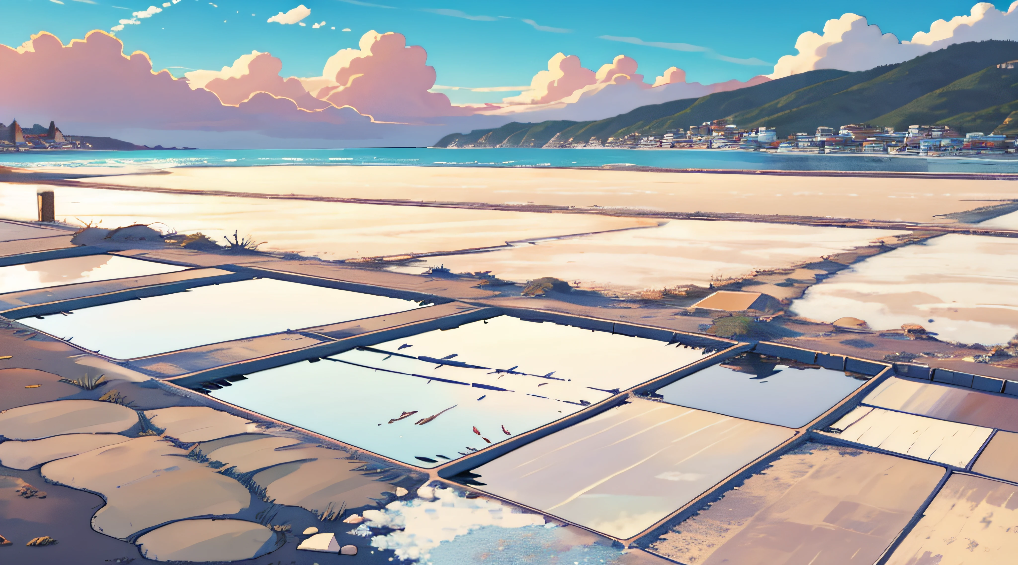 salt pan，A salt pan in the shape of a square