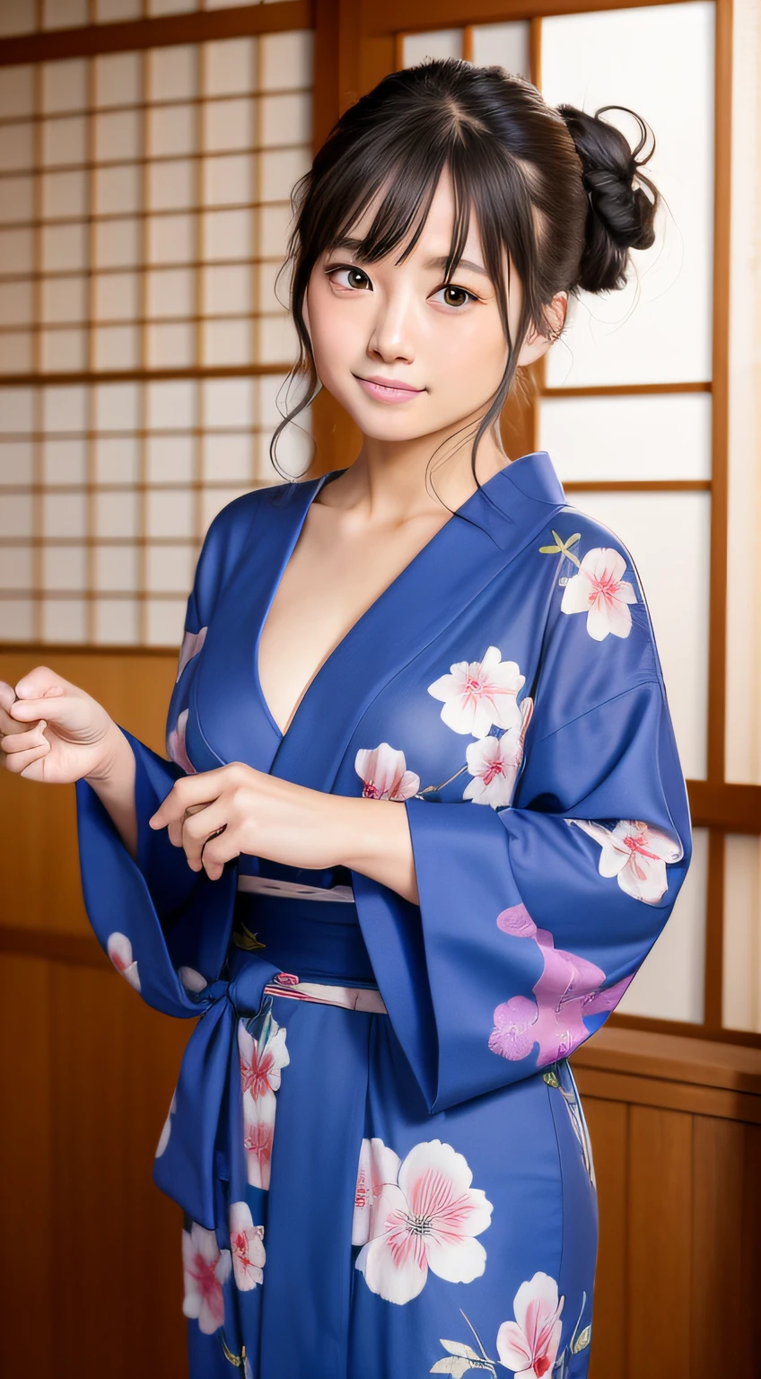 top-quality、masterpiece、ultra res、cute girl face、Onsen inn、Wearing a yukata、full bodyesbian、Famous actresses of Japan、very beautif、A sexy